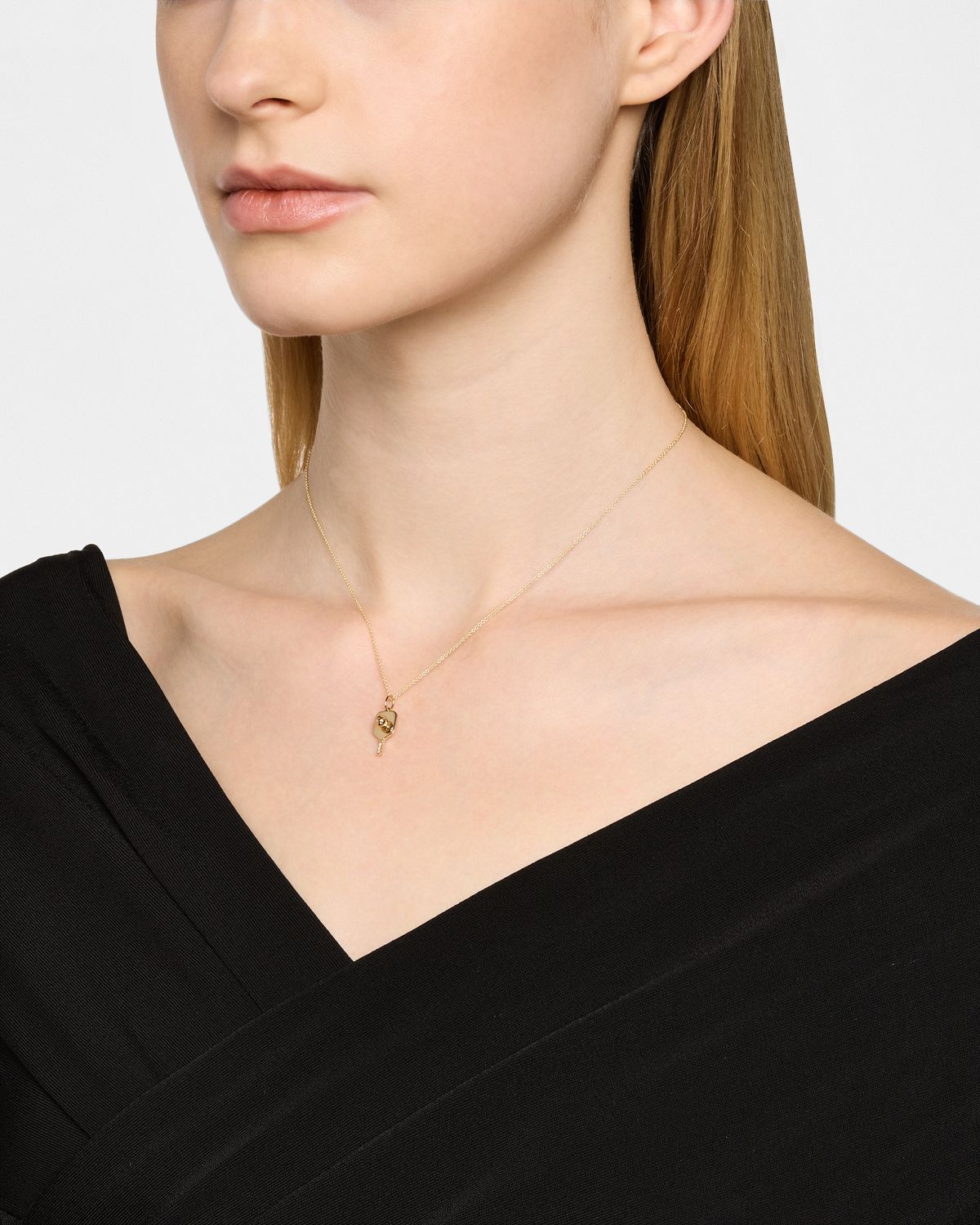 Sydney Evan 14K Yellow Gold Pickleball Charm Necklace with Diamonds