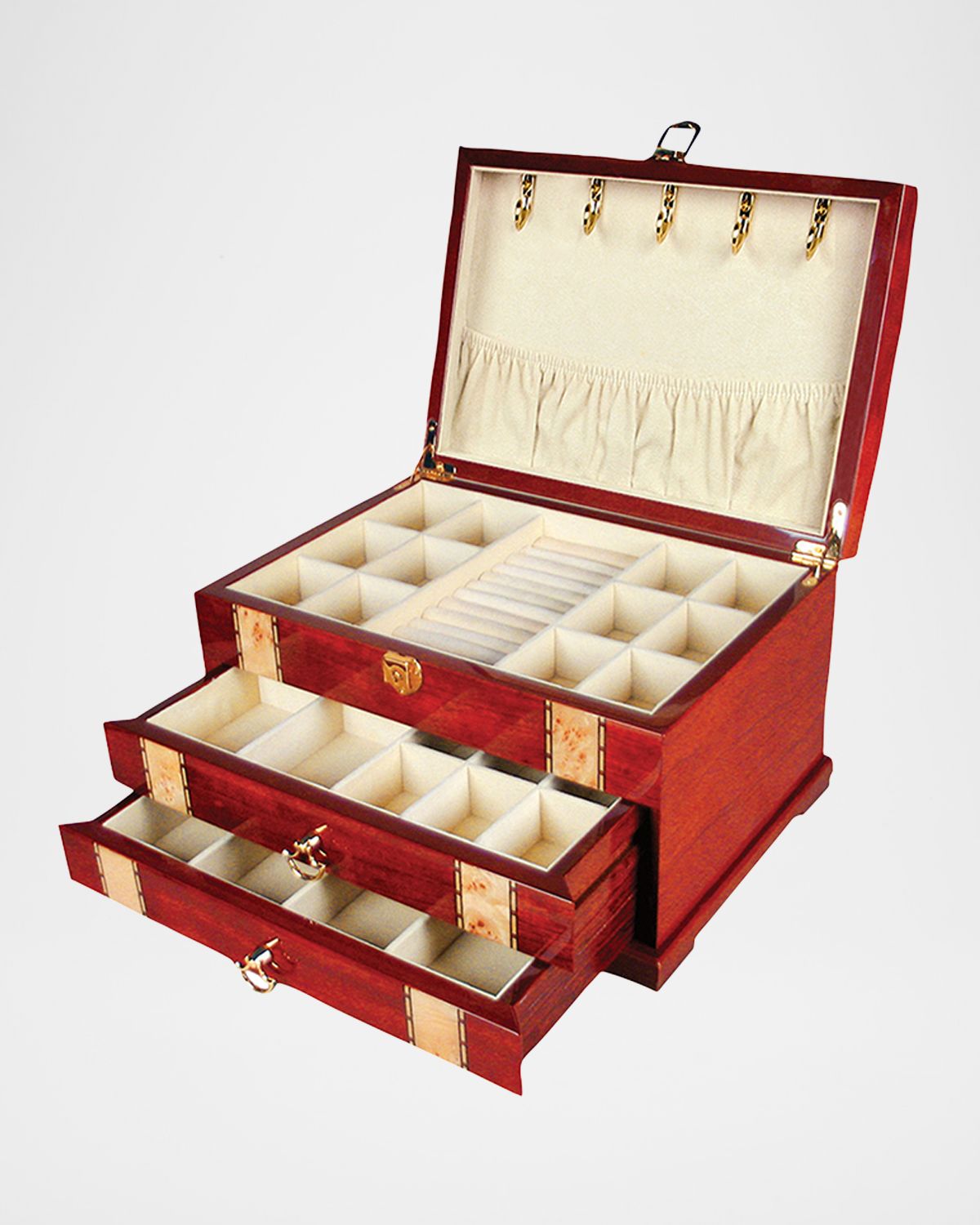 Tizo Two-Tone Inlaid Wood Jewelry Chest