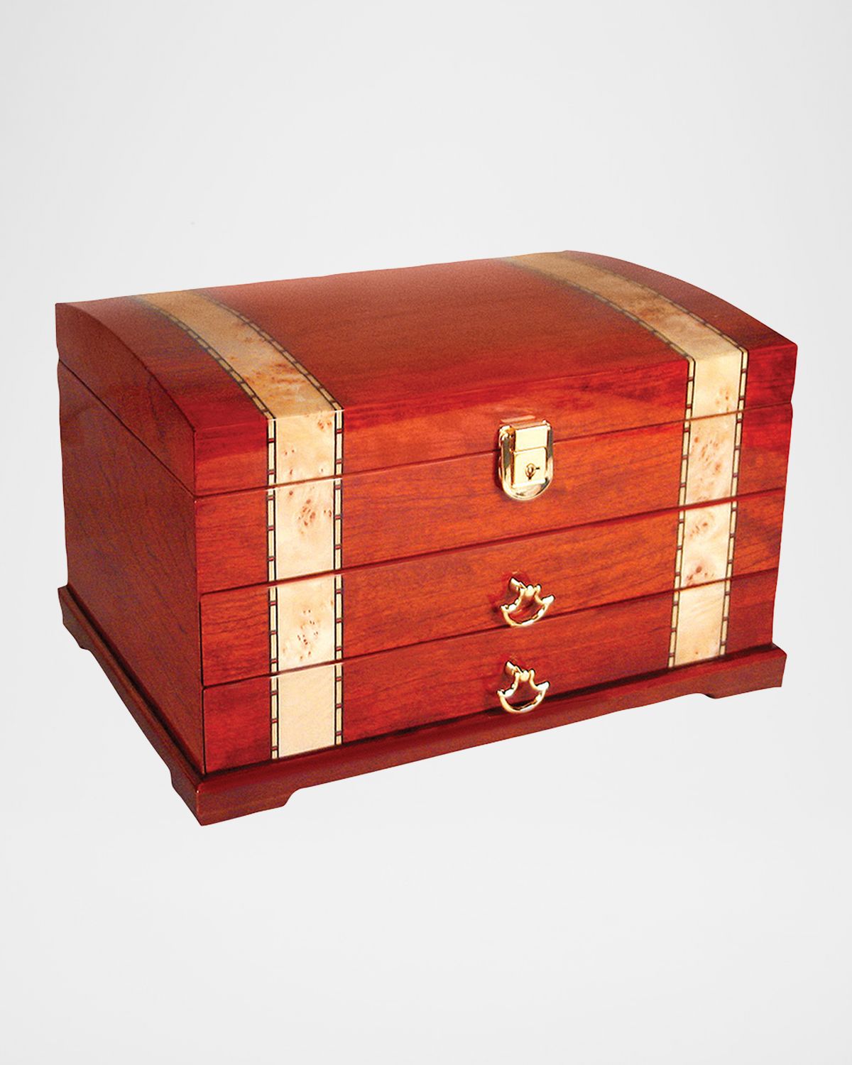 Tizo Two-Tone Inlaid Wood Jewelry Chest
