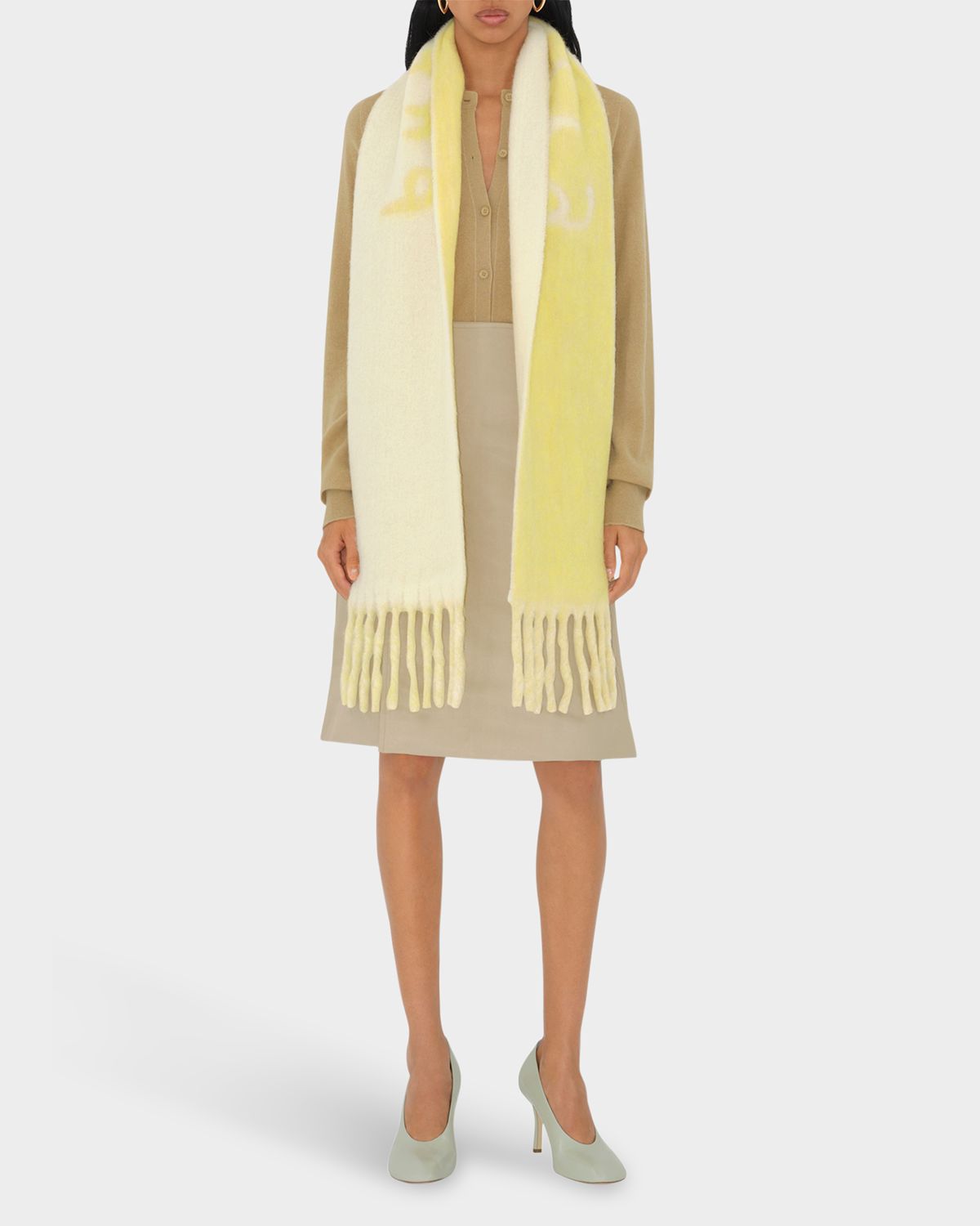 Burberry Reversible Fringe Wool Scarf