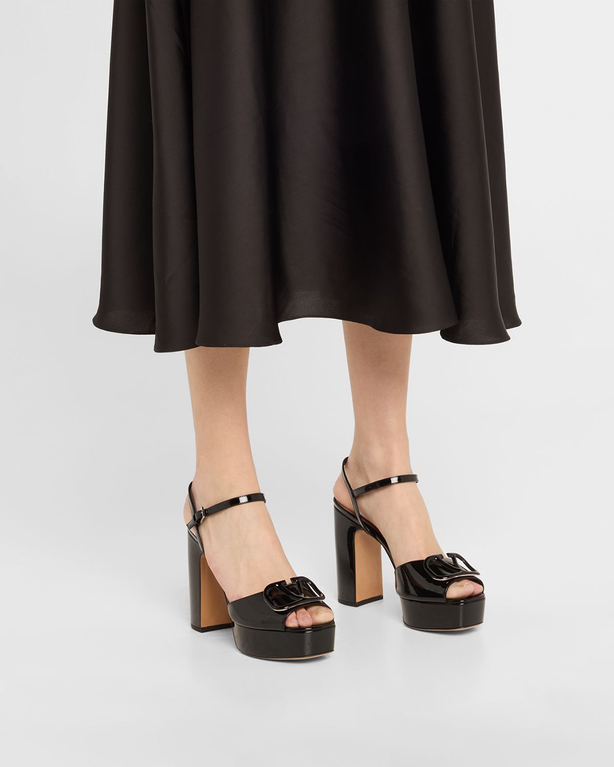 Valentino Garavani VLogo Medallion Glossy Platform Sandals