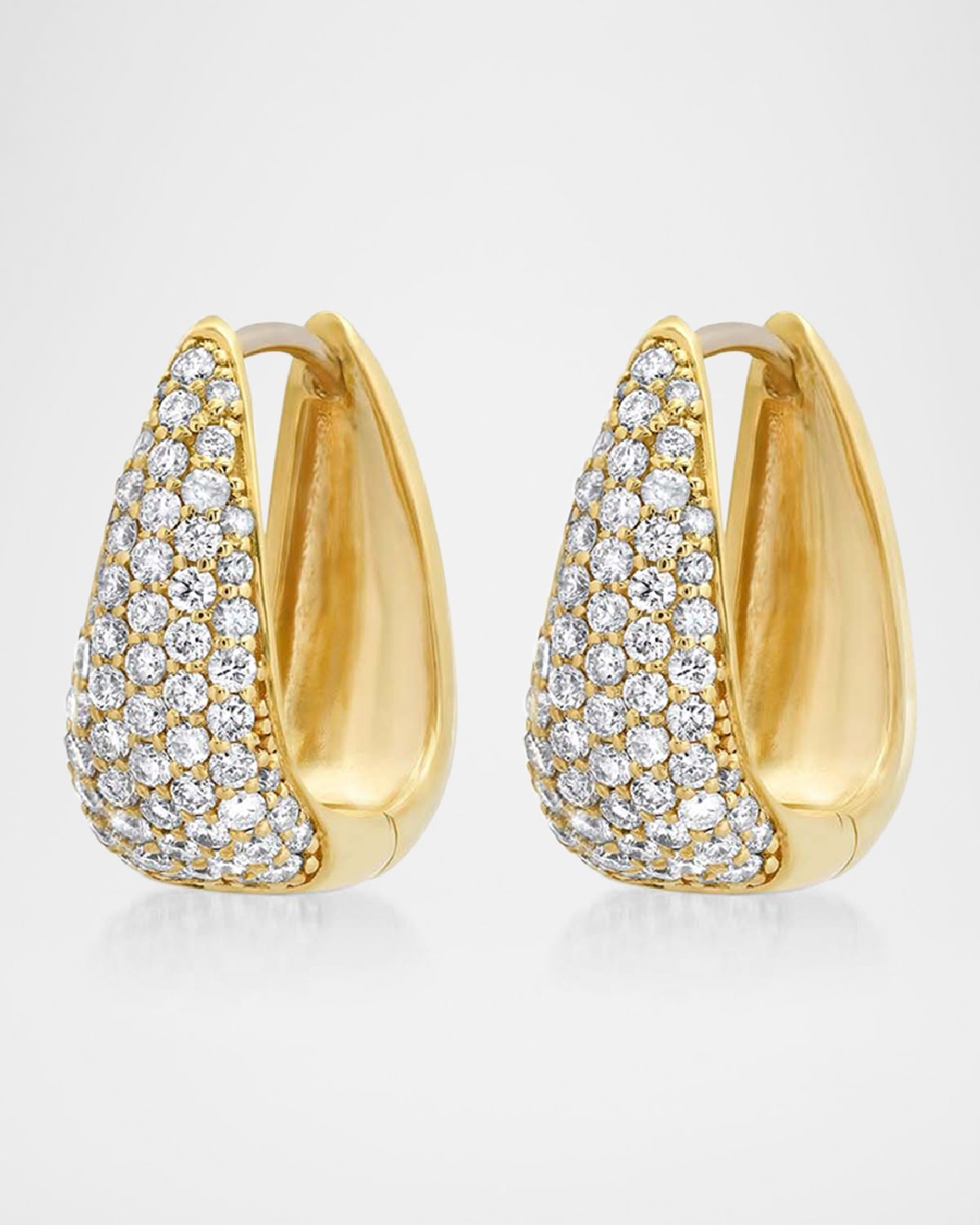 Jennifer Meyer 18K Yellow Gold Mini Diamond Elongated Teardrop Huggie Earrings