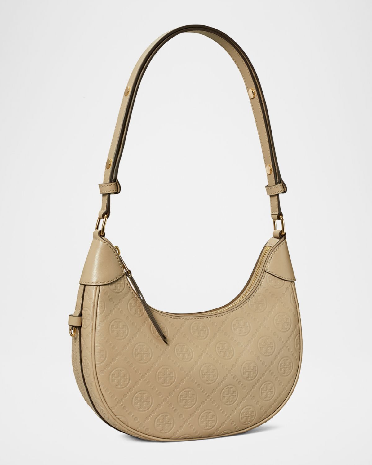 Tory Burch T Monogram Leather Crescent Shoulder Bag