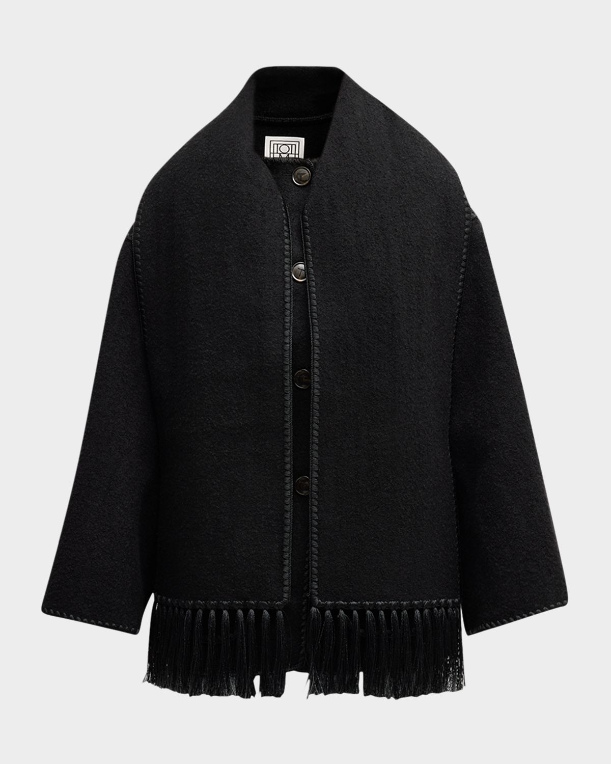 Toteme Fringe Embroidered Scarf Wool Jacket