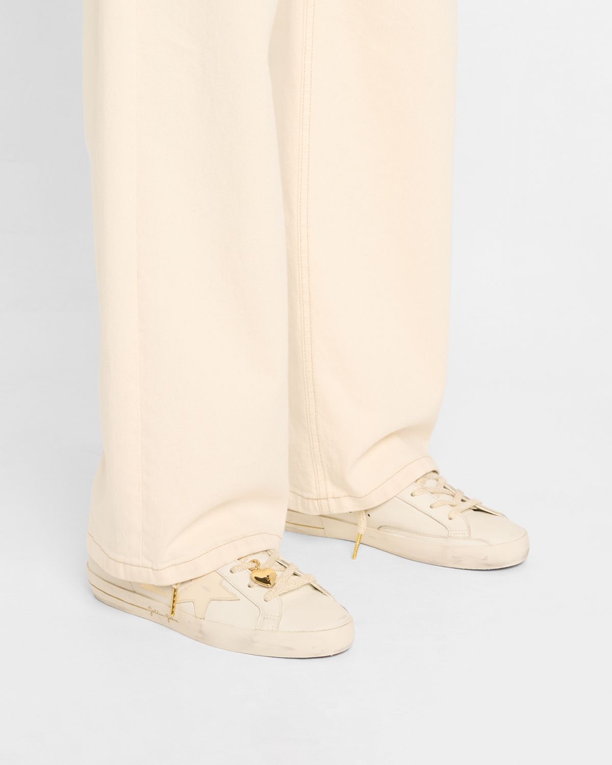 Golden Goose Super-Star Mixed Leather Charm Low-Top Sneakers