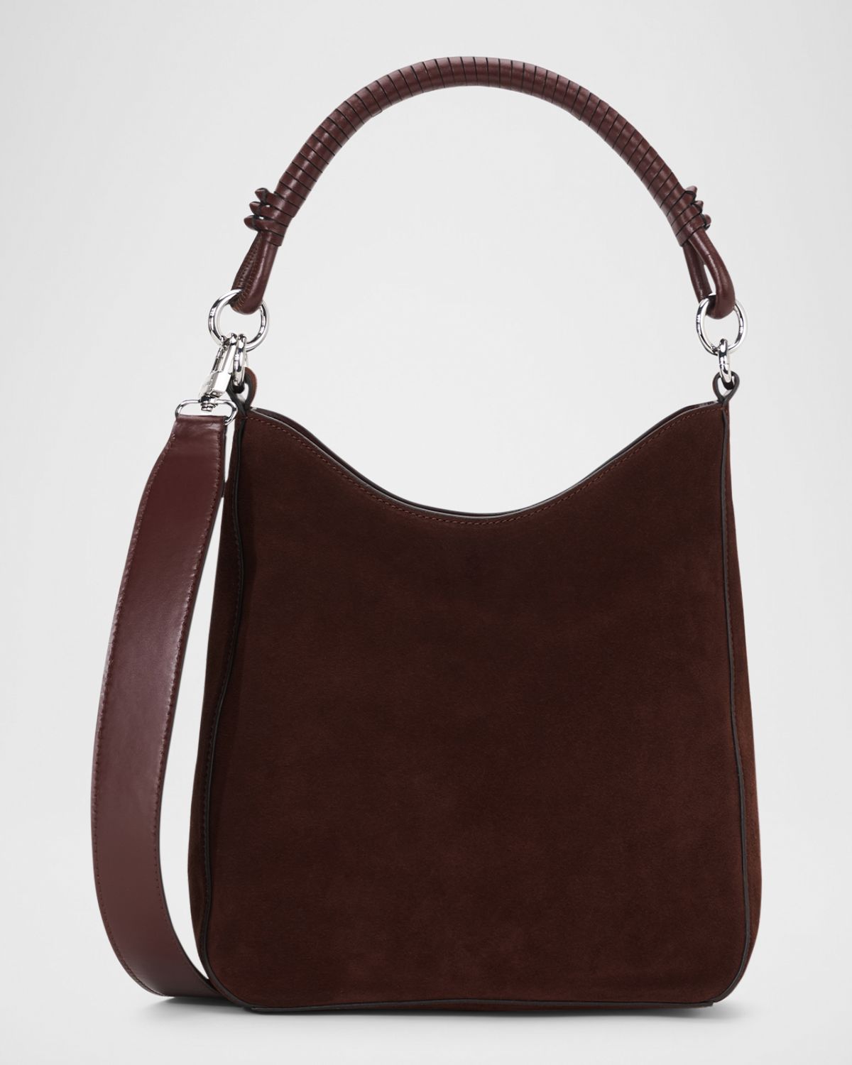 STAUD Mel Suede & Leather Shoulder Bag