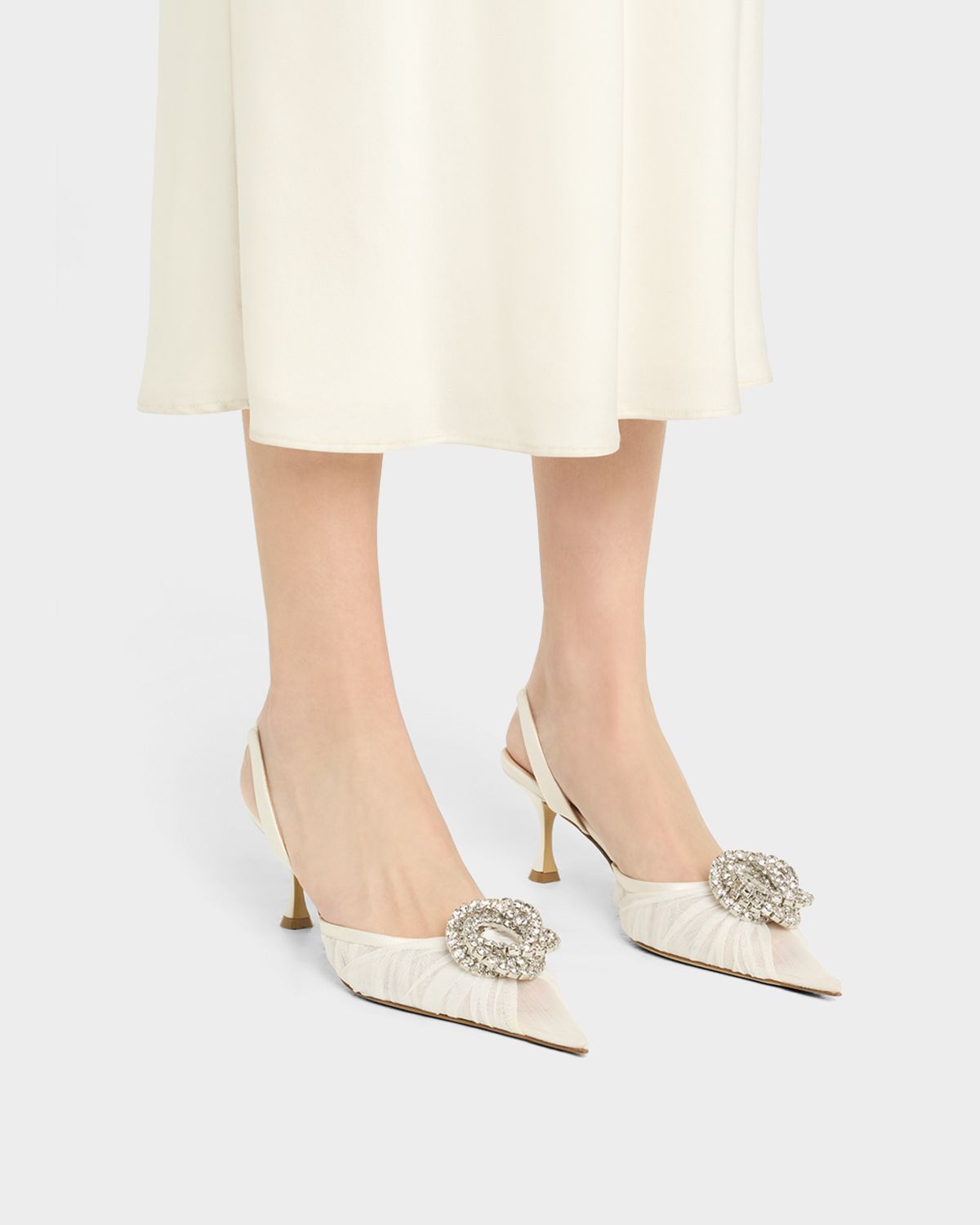 MACH & MACH Galaxy Mesh Crystal Slingback Pumps