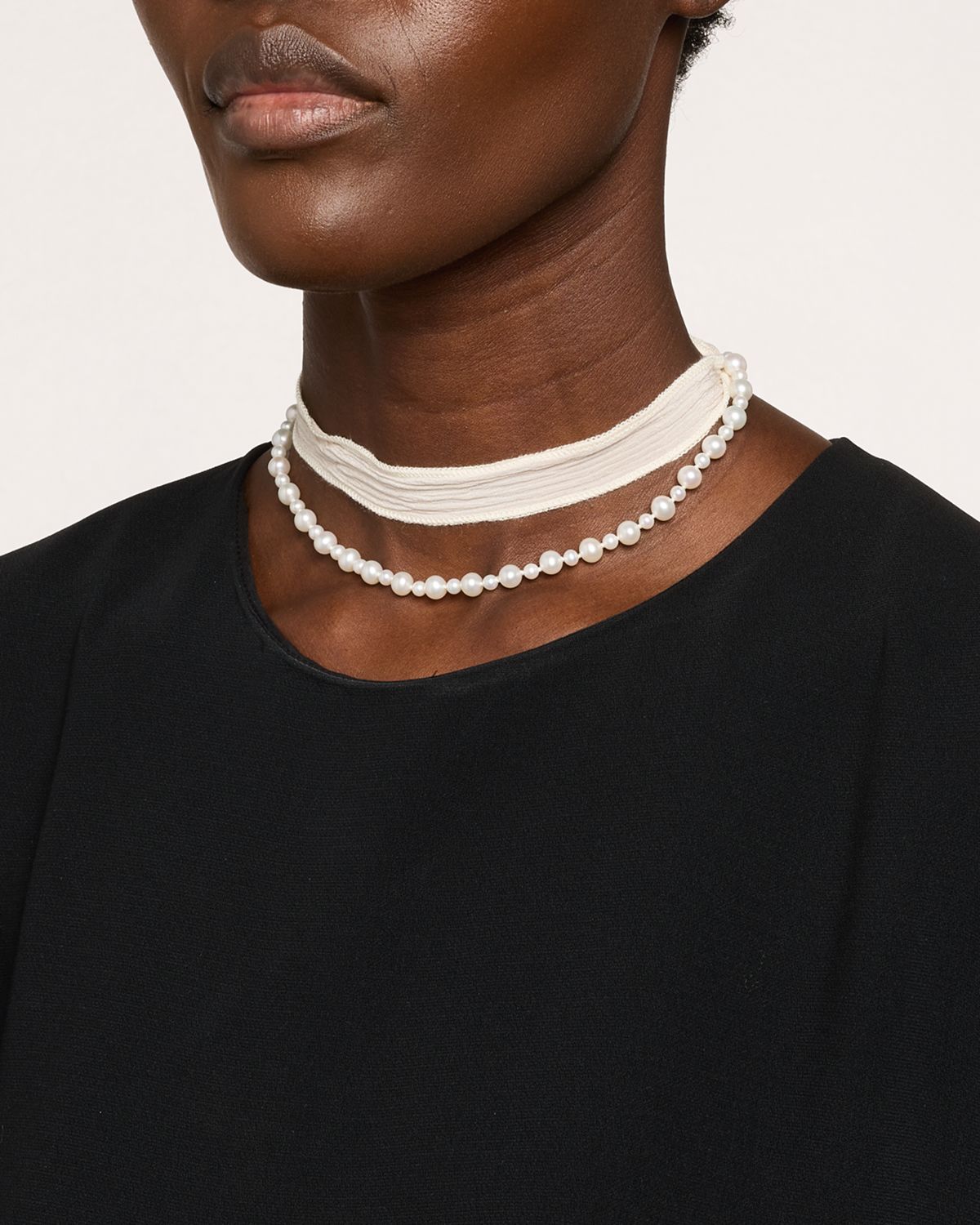 Mizuki 14K Yellow Gold and Silk Choker Necklace with 4-6mm Freshwater Pearls