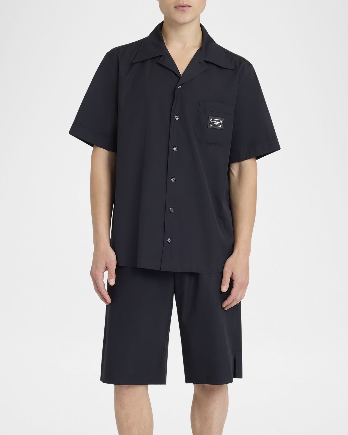 Dolce & Gabbana Men 's Logo Plaque Camp Shirt