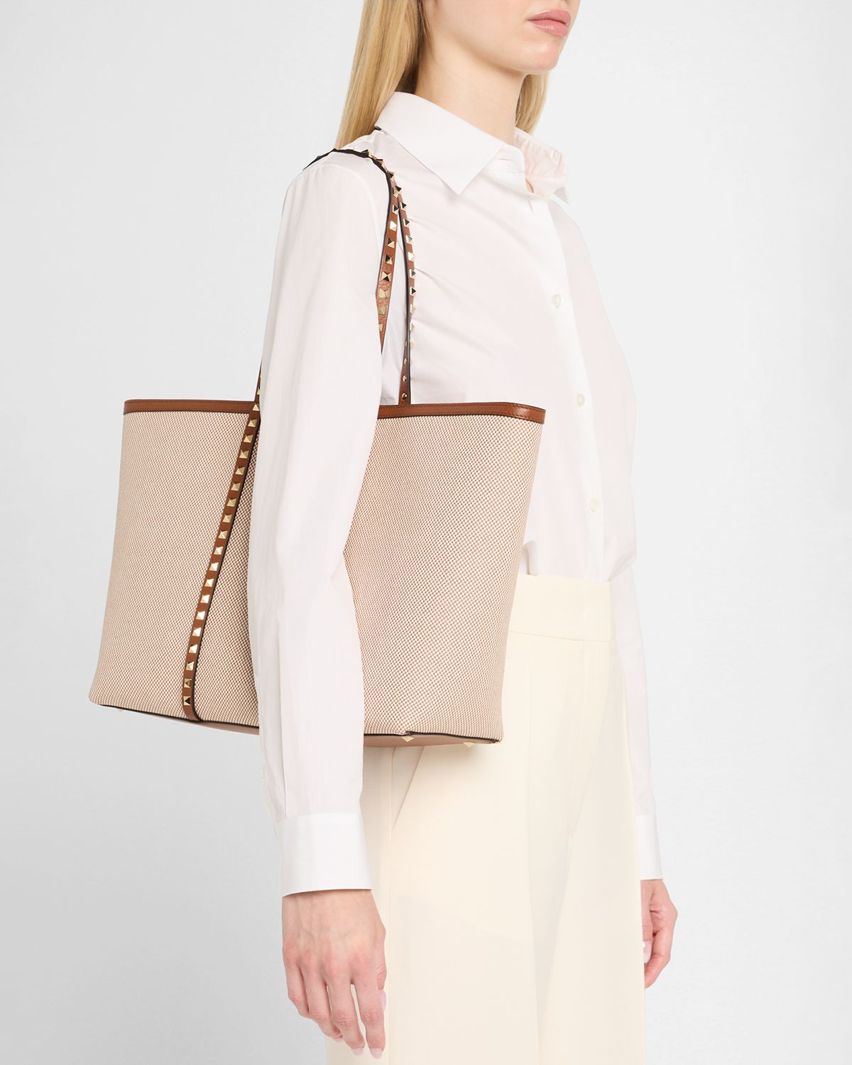Valentino Garavani Rockstud Medium Canvas Tote Bag