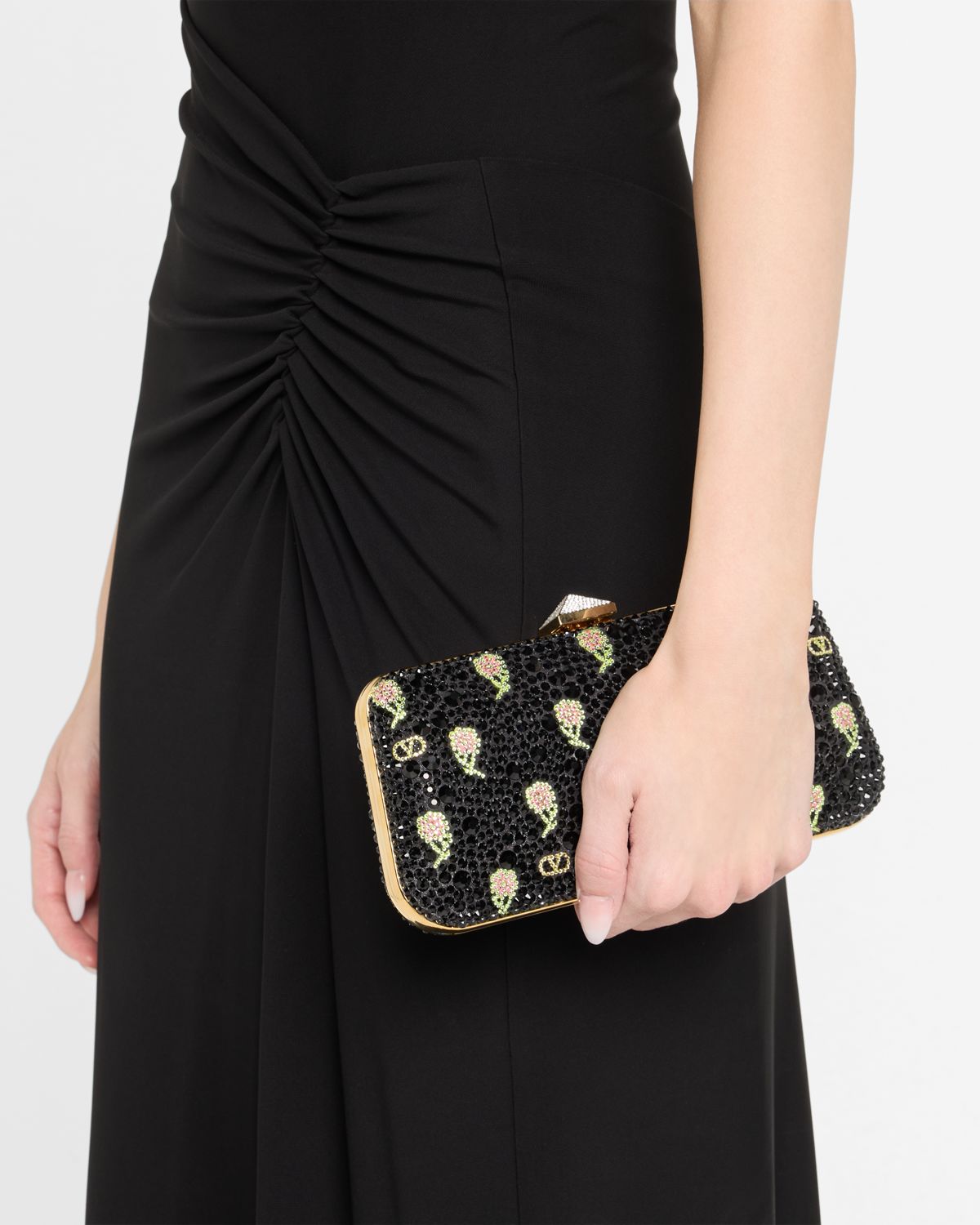 Valentino Garavani Carry Secrets VLOGO Flower Crystals Minaudiere