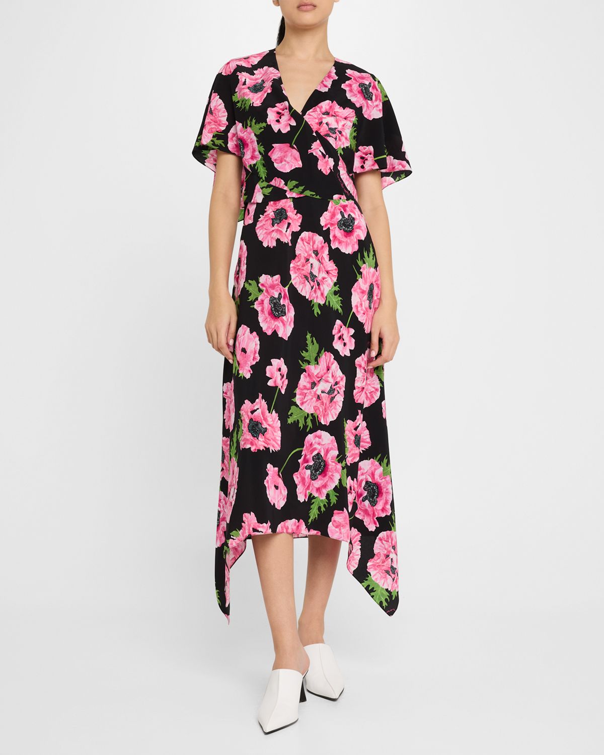 Floral Print Asymmetric Midi Dress