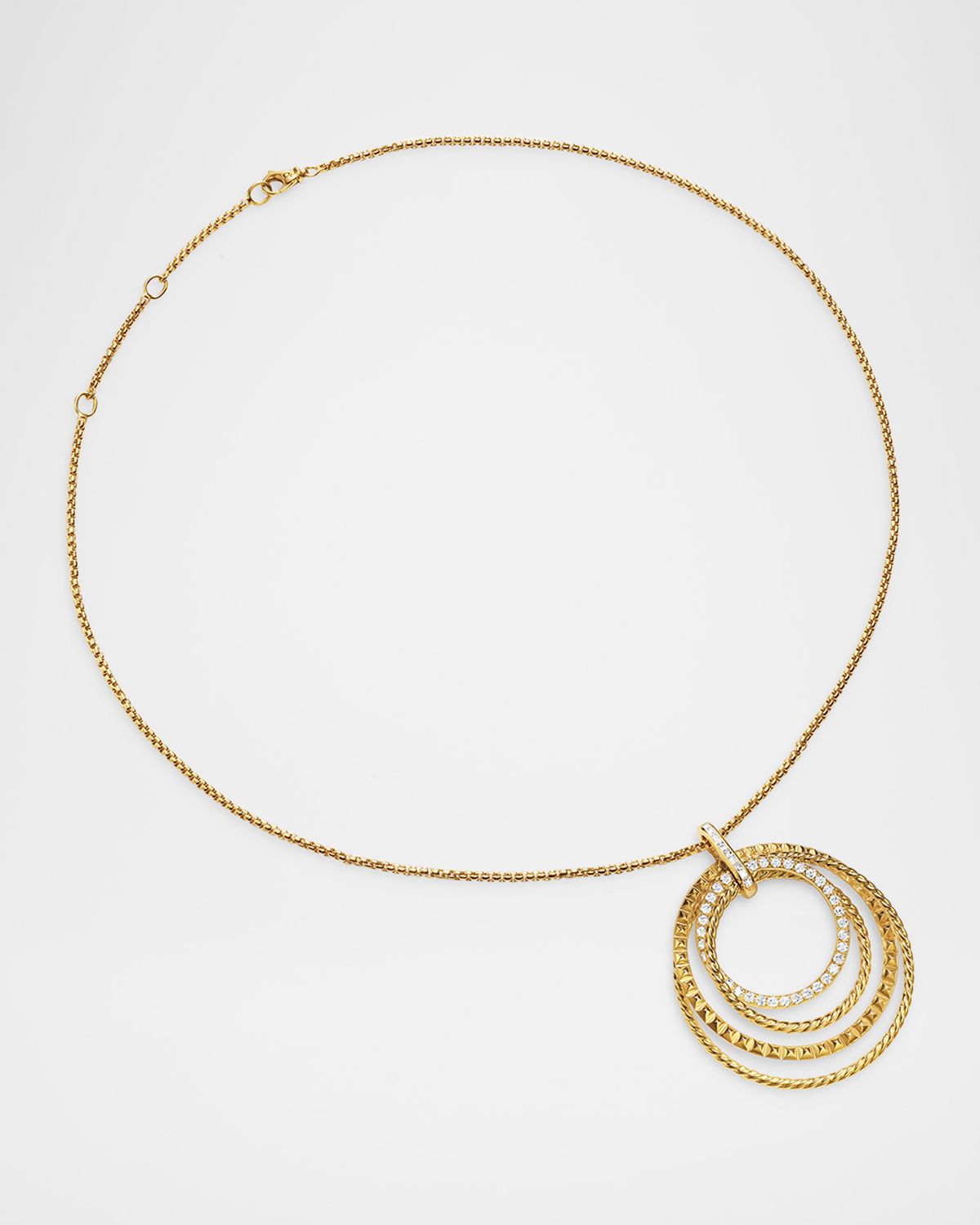 David Yurman DY Crossover Trio Pendant Necklace with Diamonds in 18K Gold, 40mm