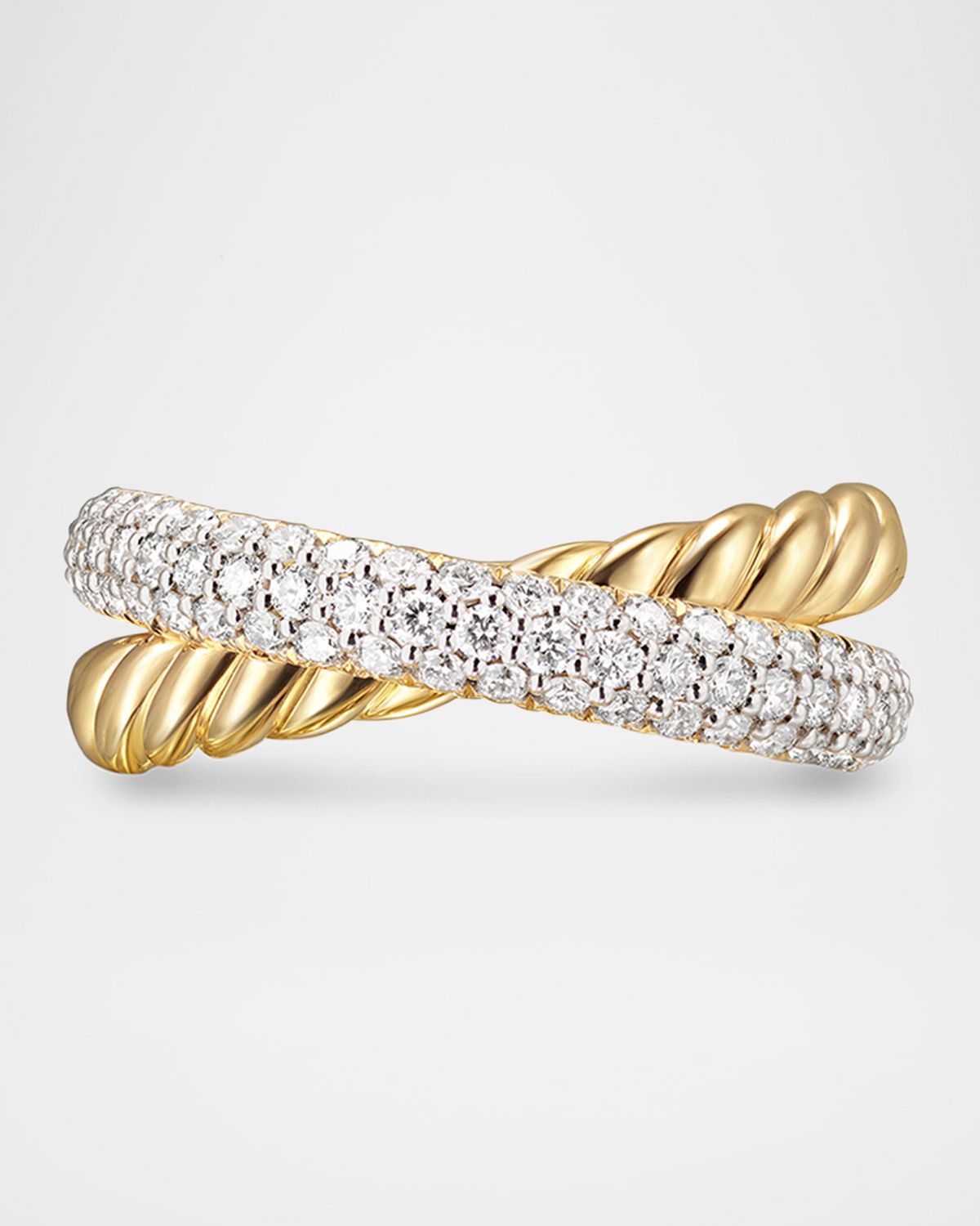 David Yurman DY Bold Crossover 2-Row Ring in 18K Gold with Diamonds, 7.5mm