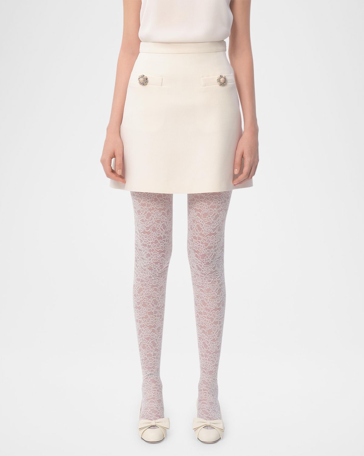 Valentino Garavani Brooch Wool Mini Skirt