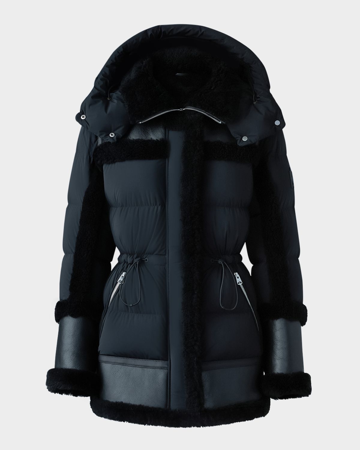 Mackage Lilibeth Mixed-Media Down Parka with Shearling and Leather