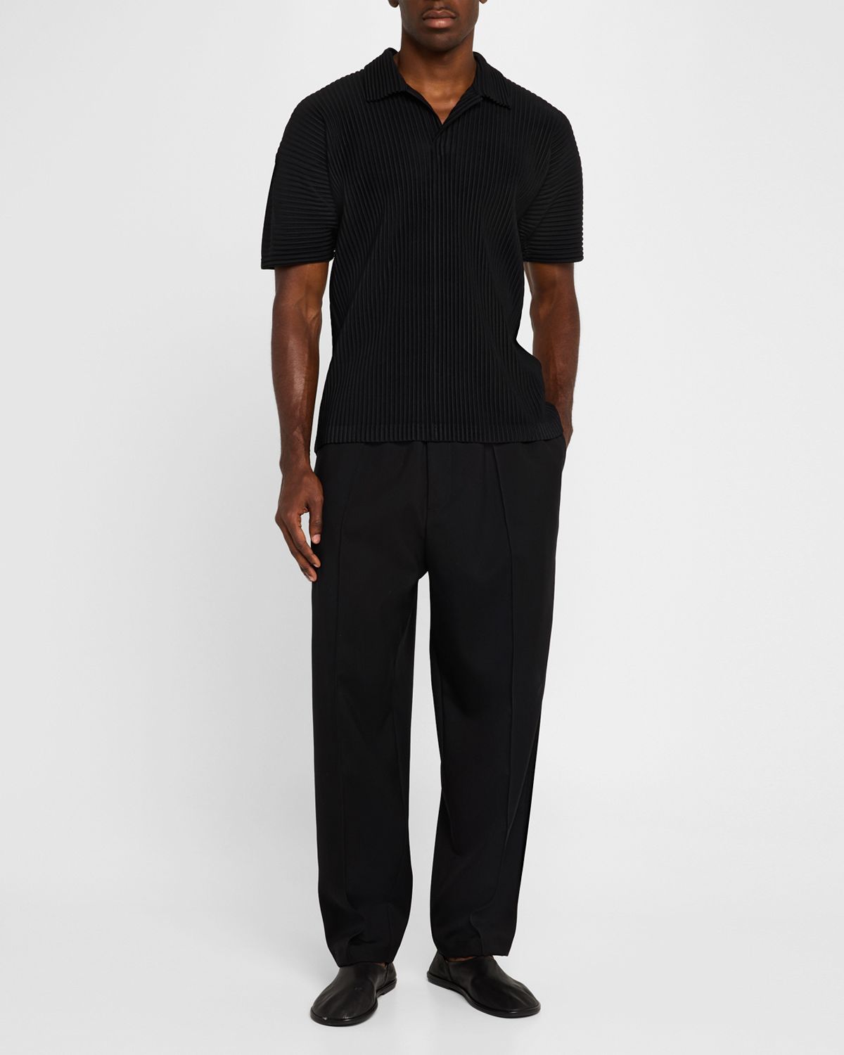 Homme Plisse Issey Miyake Men 's Pleated Polo Shirt