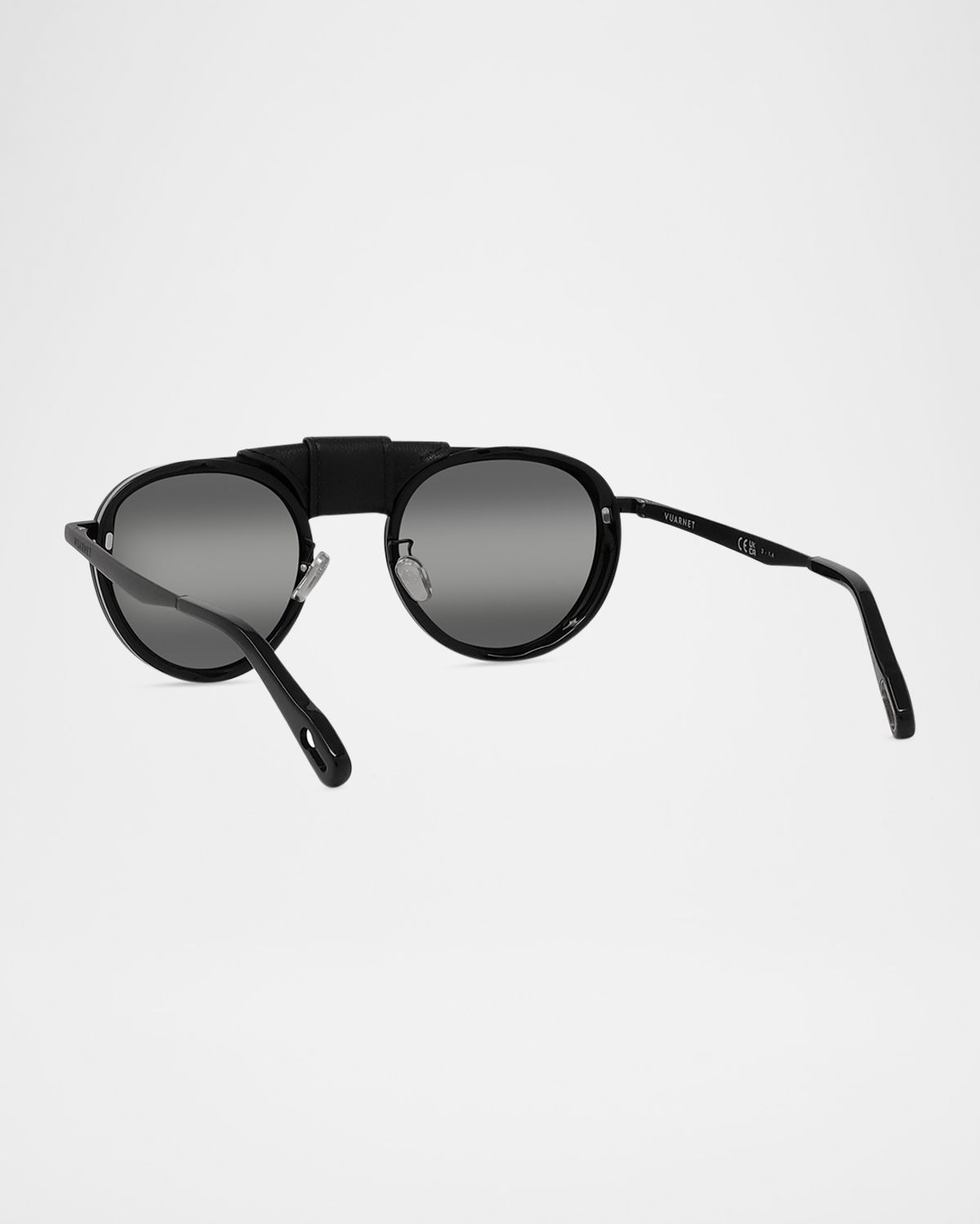 Vuarnet Men 's Glacier 01 Titanium Round Sunglasses with Side Shields and Cord