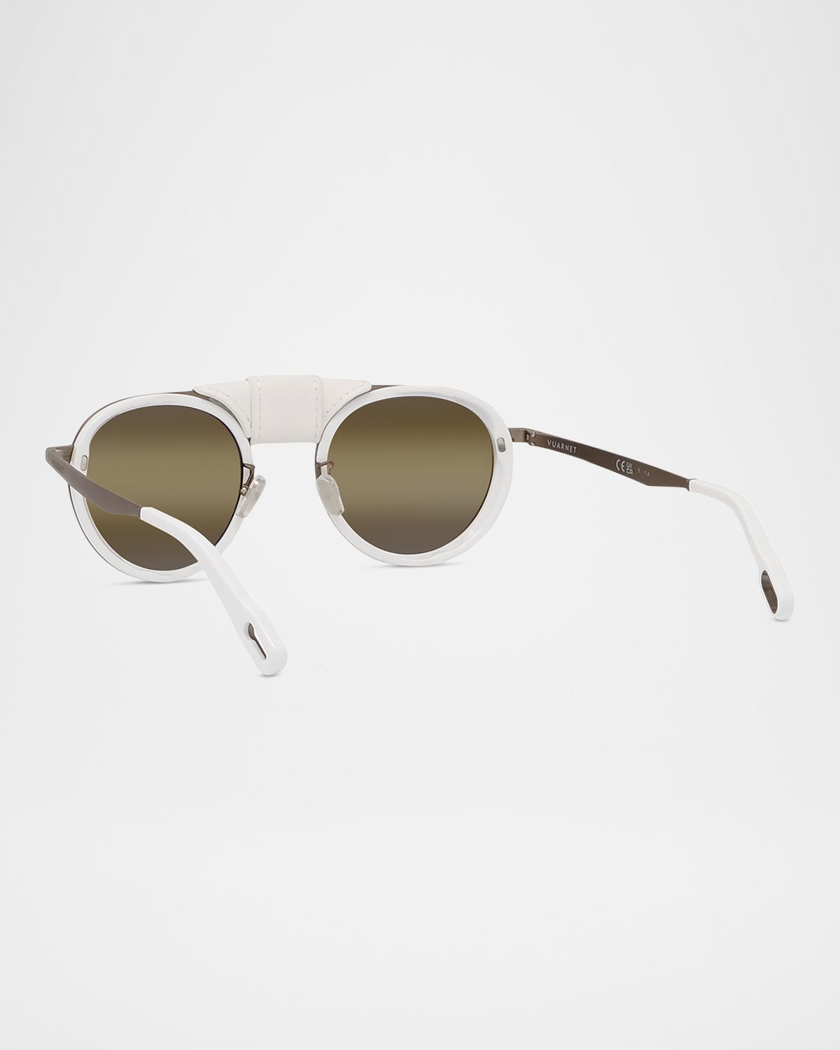 Vuarnet Men 's Glacier 01 Titanium Round Sunglasses with Side Shields and Cord