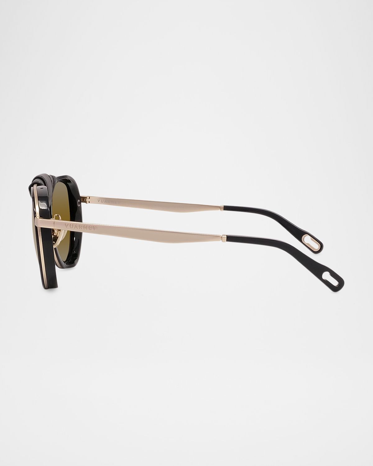 Vuarnet Men 's Glacier 02 Titanium Round Sunglasses with Side Shields and Cord