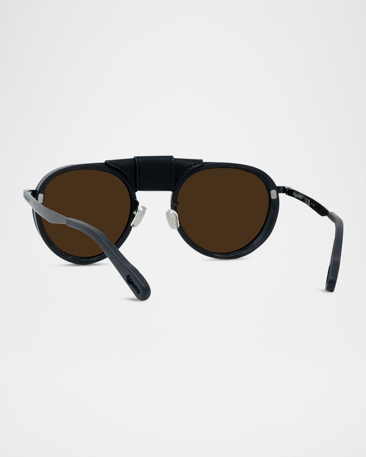 Vuarnet Men 's Glacier 02 Titanium Round Sunglasses with Side Shields and Cord
