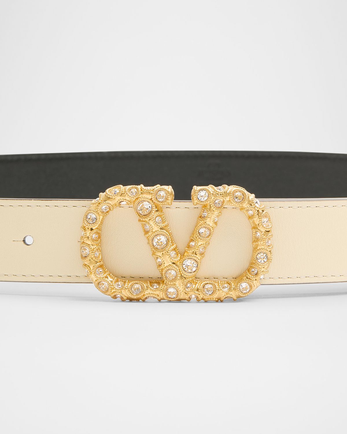 Valentino Garavani VLogo Signature Embellished Leather Belt, 30mm