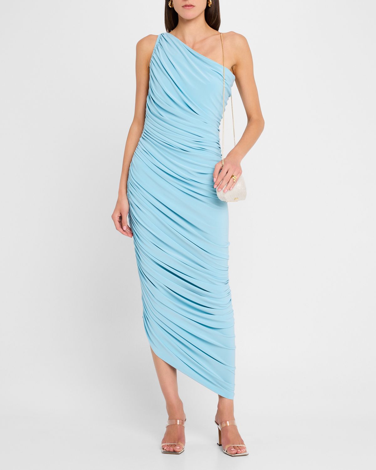 Norma Kamali Diana Asymmetric Ruched Gown