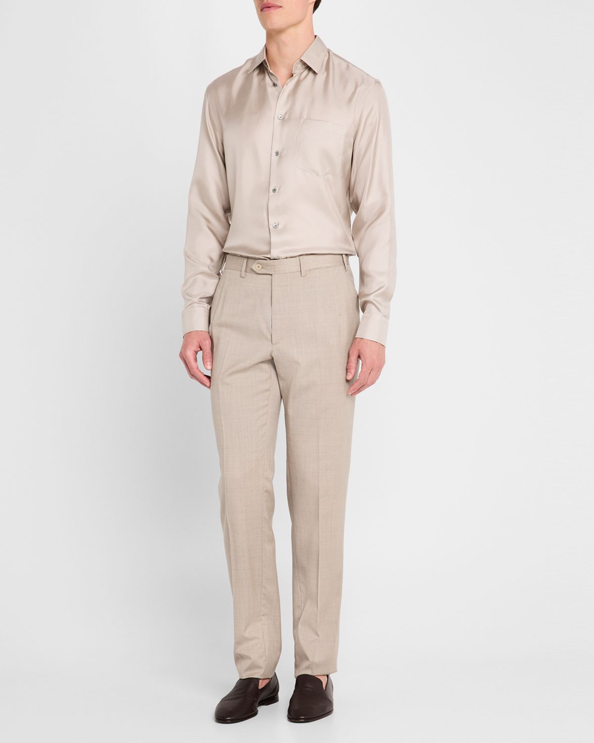 Giorgio Armani Men 's Solid Silk Dress Shirt