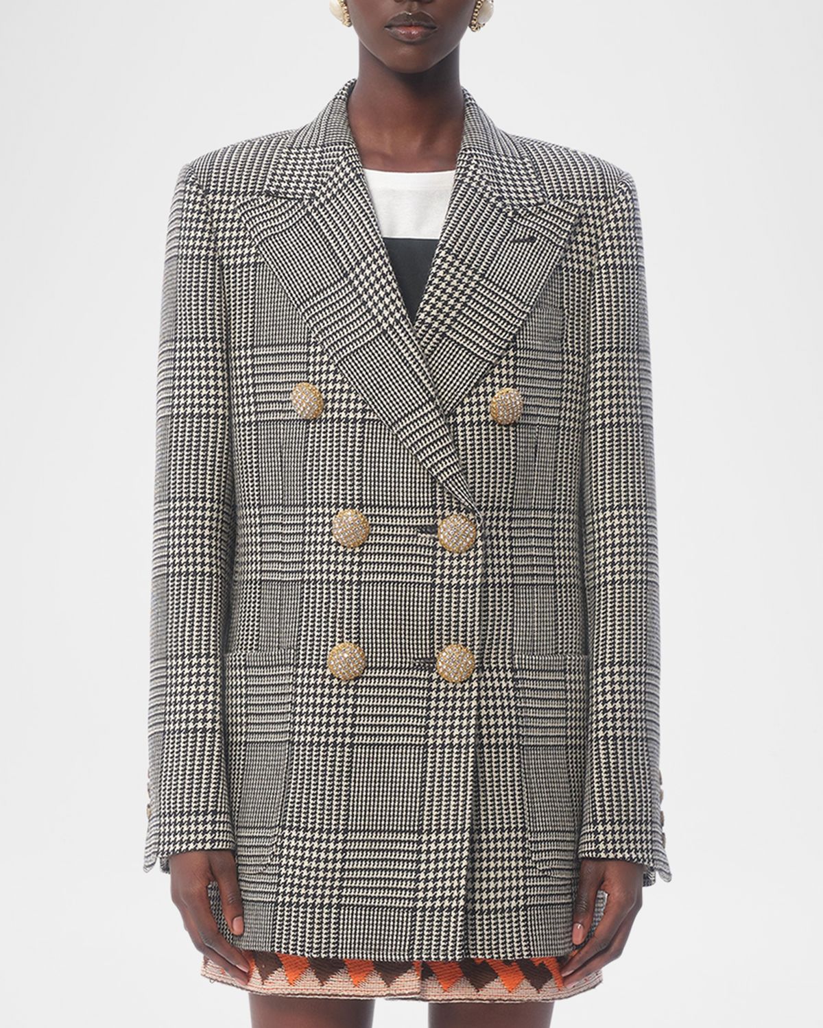 Valentino Garavani Houndstooth Wool Double-Breasted Jacket