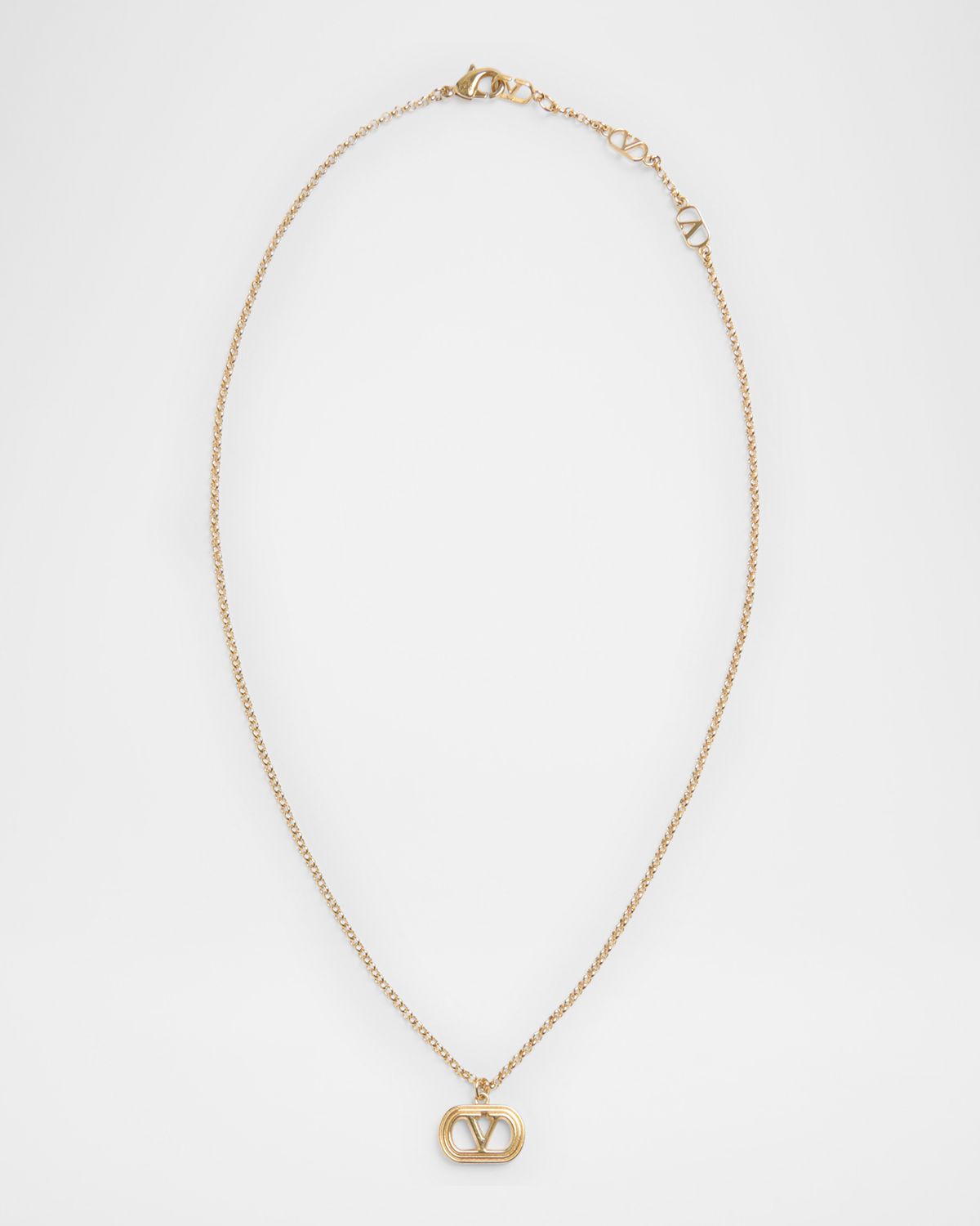 Valentino Garavani VLogo Oval Metal Necklace