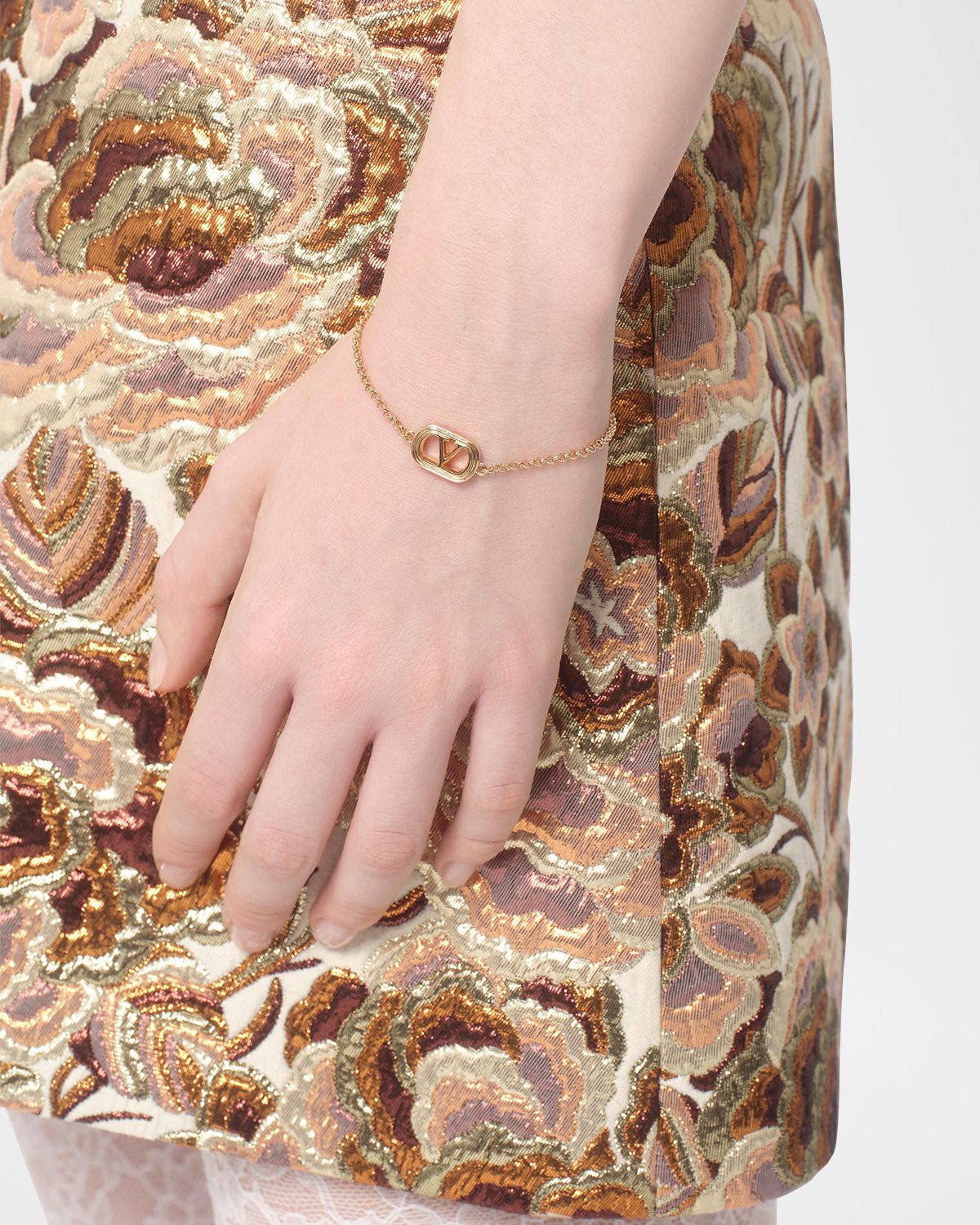 Valentino Garavani VLogo Oval Metal Bracelet with Swarovski Pearl