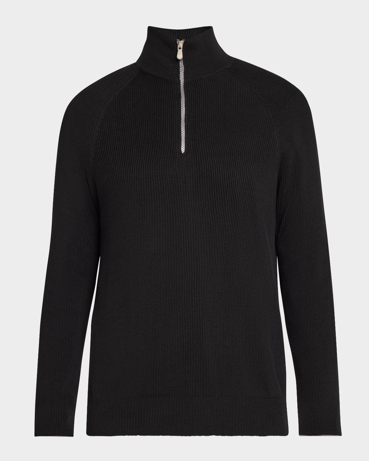 Brunello Cucinelli Men 's Cotton Rib Half-Zip Sweater