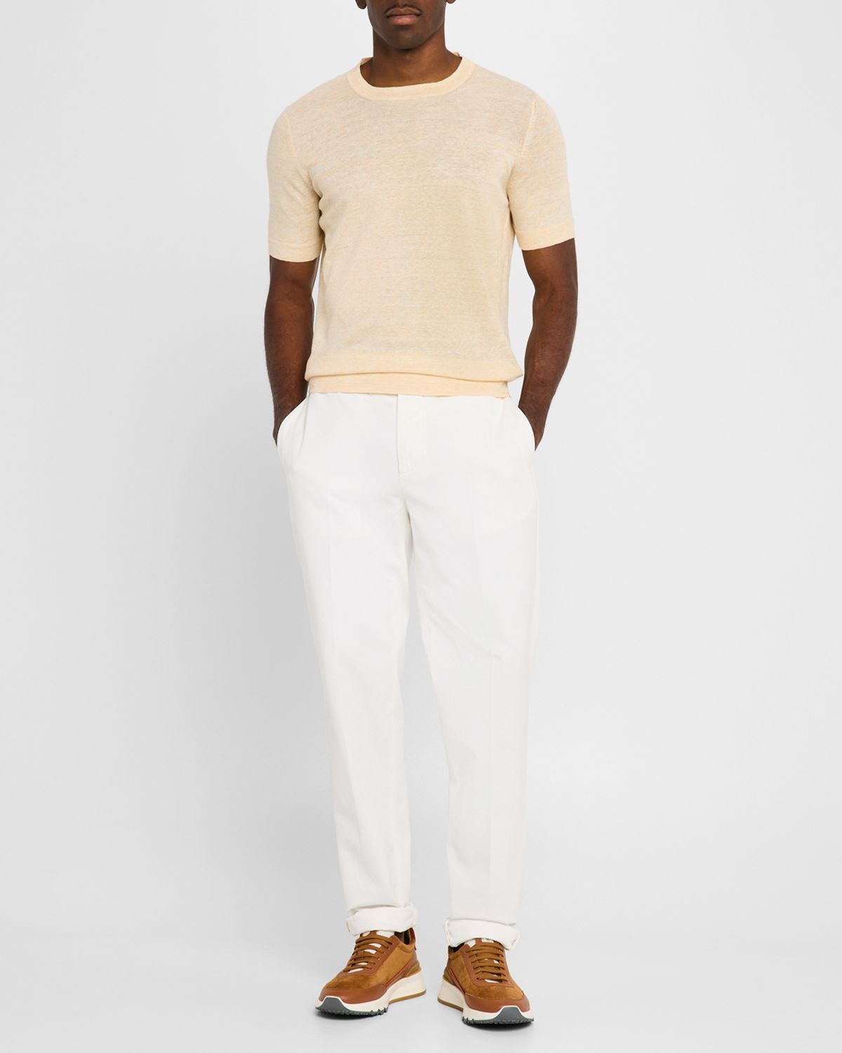 Brunello Cucinelli Men 's Linen and Cotton Heathered Crewneck T-Shirt