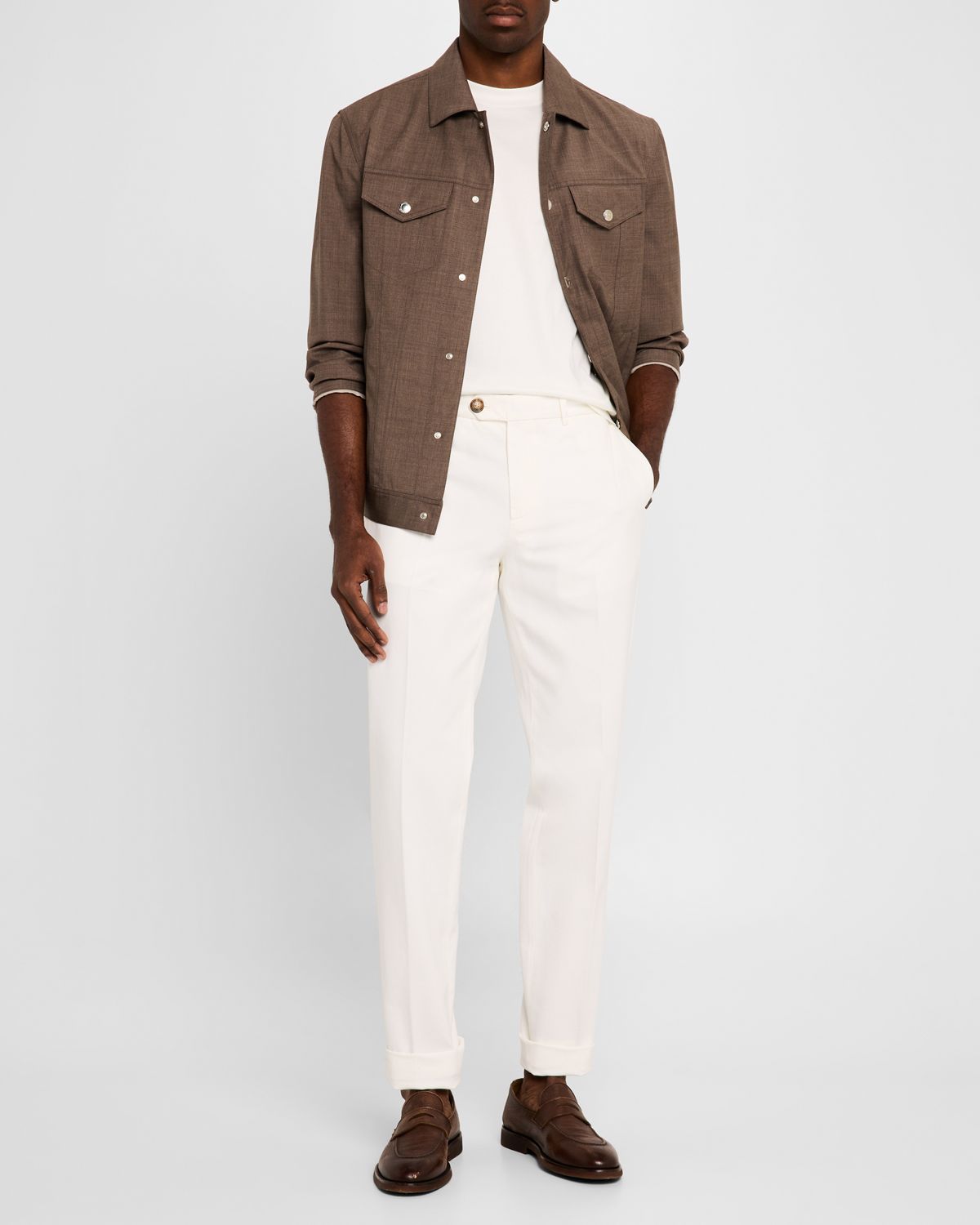 Brunello Cucinelli Men 's Slim Flat-Front Pants | Thumbnail 6 Brunello Cucinelli Men 's Slim Flat-Front Pants | Thumbnail 6