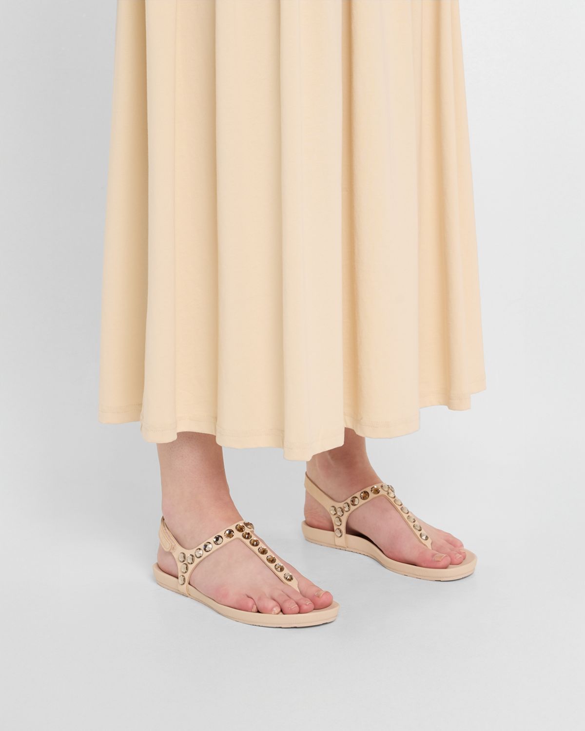 Pedro Garcia Crystal Embellished T-Strap Thong Sandals