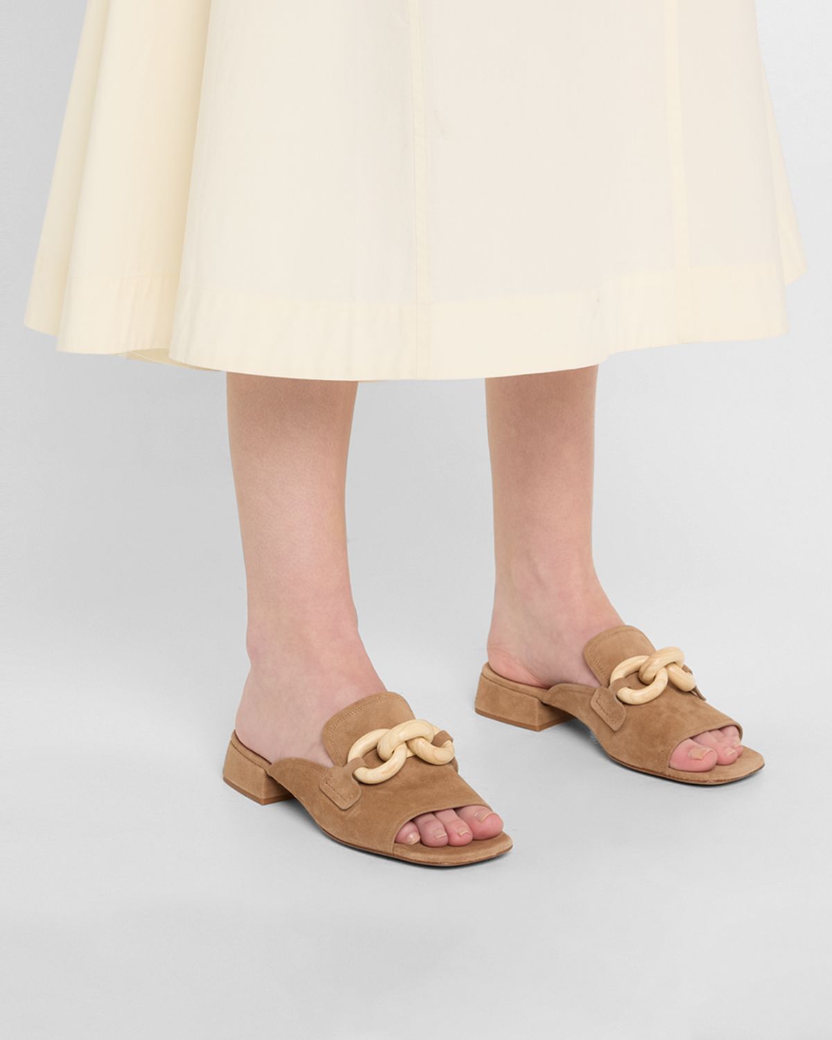 Pedro Garcia Enna Suede Chain Loafer Mules