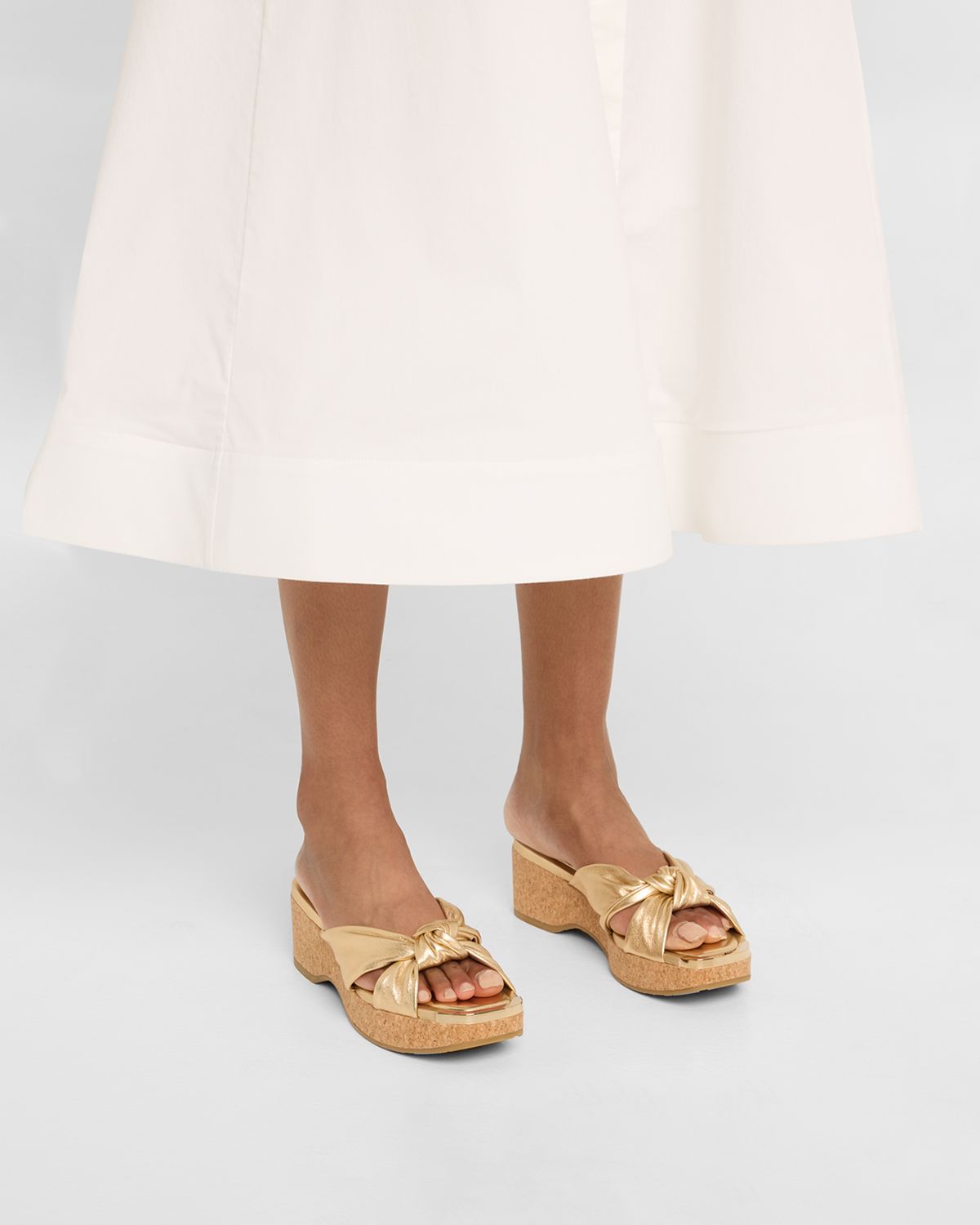 Jimmy Choo Avenue Leather Crisscross Wedge Sandals