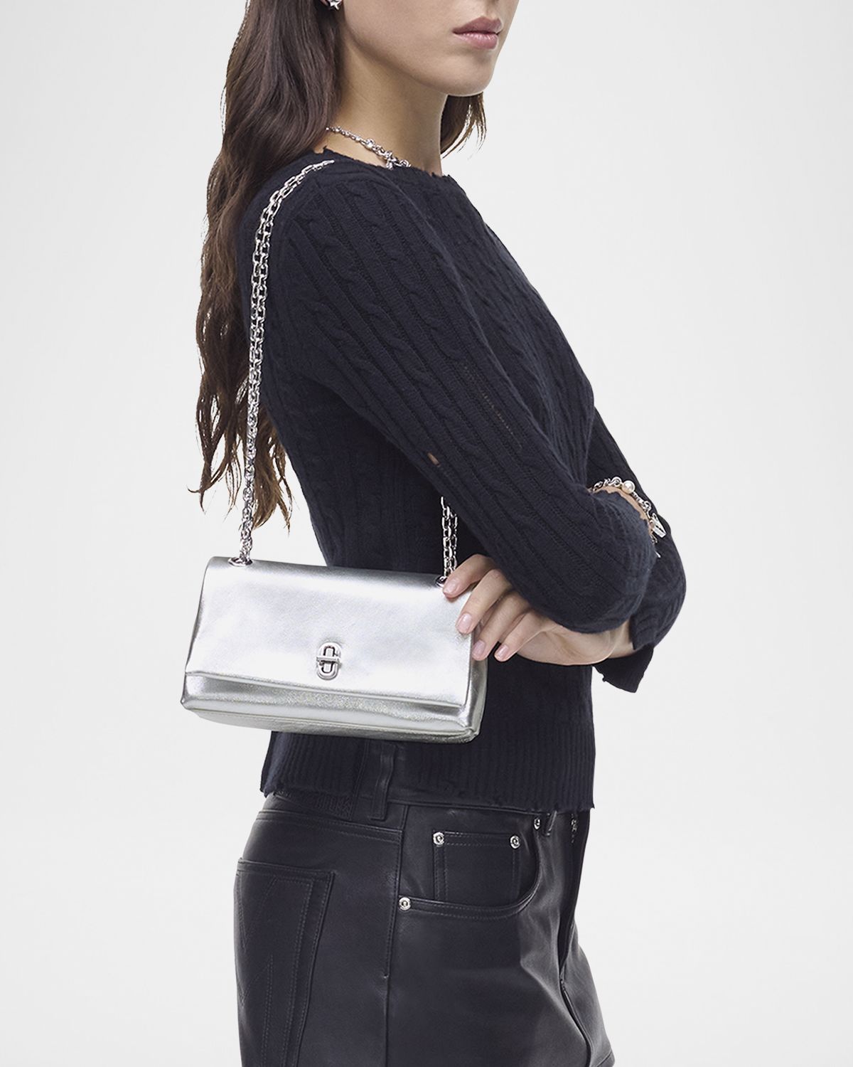 Marc Jacobs Metallic Leather Dual Chain Wallet