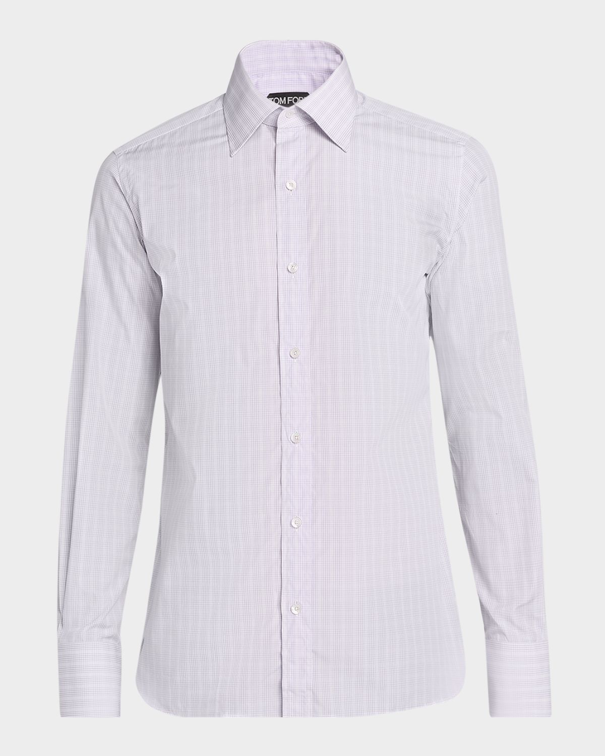 TOM FORD Men 's Cotton Poplin Check Slim Fit Dress Shirt