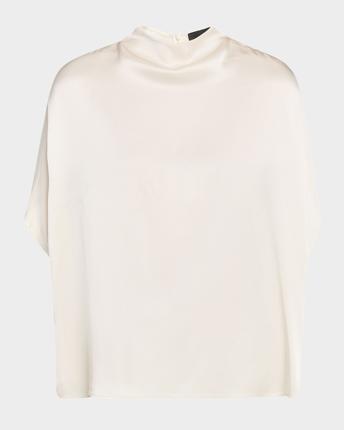 LAPOINTE Mock-Neck Satin Cape T-Shirt