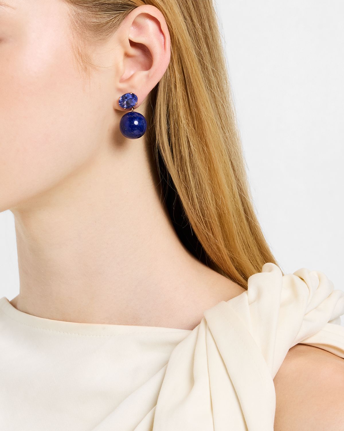 Irene Neuwirth Gumball 18K Rose Gold Tanzanite Post Earrings, One-Of-A-Kind