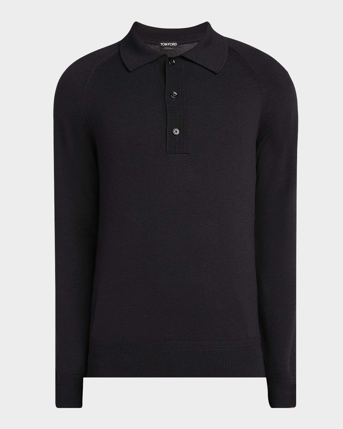 TOM FORD Men 's Wool and Silk Raglan Knit Polo Shirt