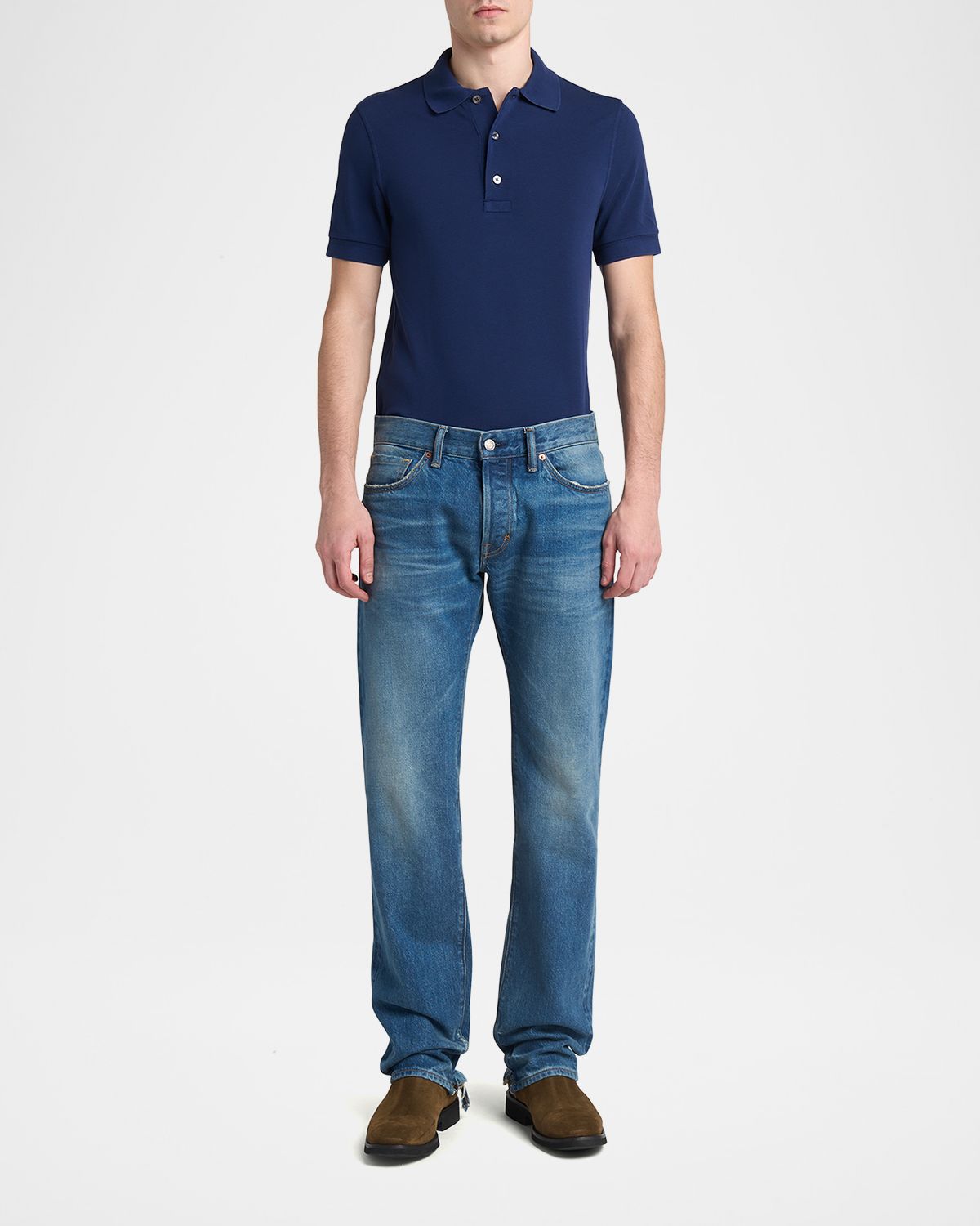 TOM FORD Men 's Lyocell Pique Polo Shirt