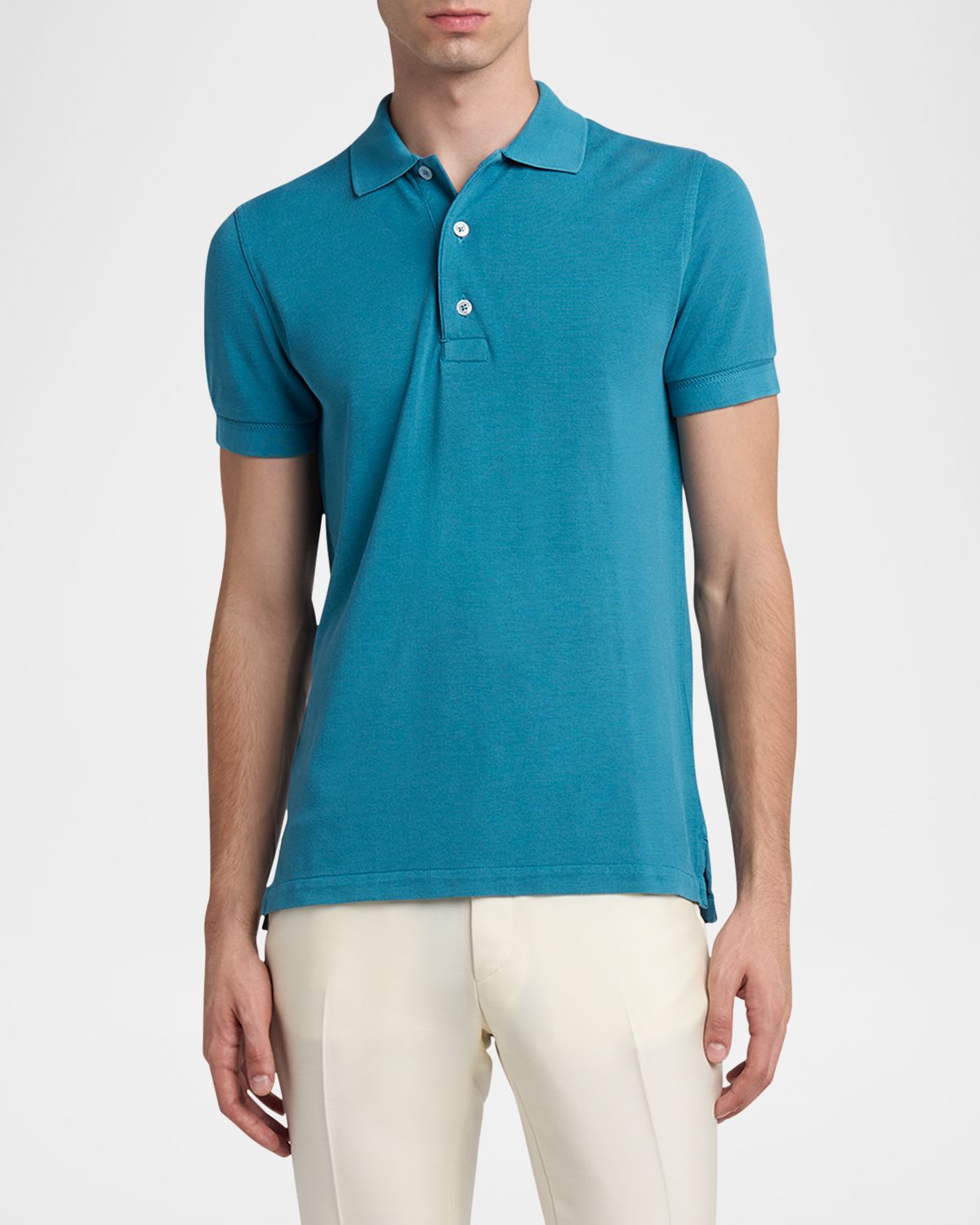 TOM FORD Men 's Lyocell Pique Polo Shirt