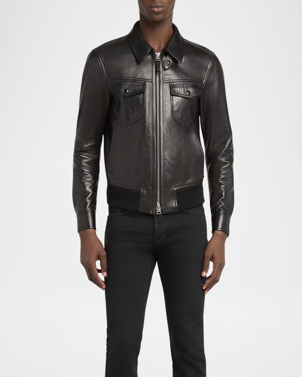 TOM FORD Men 's Napa Leather Full-Zip Blouson Jacket