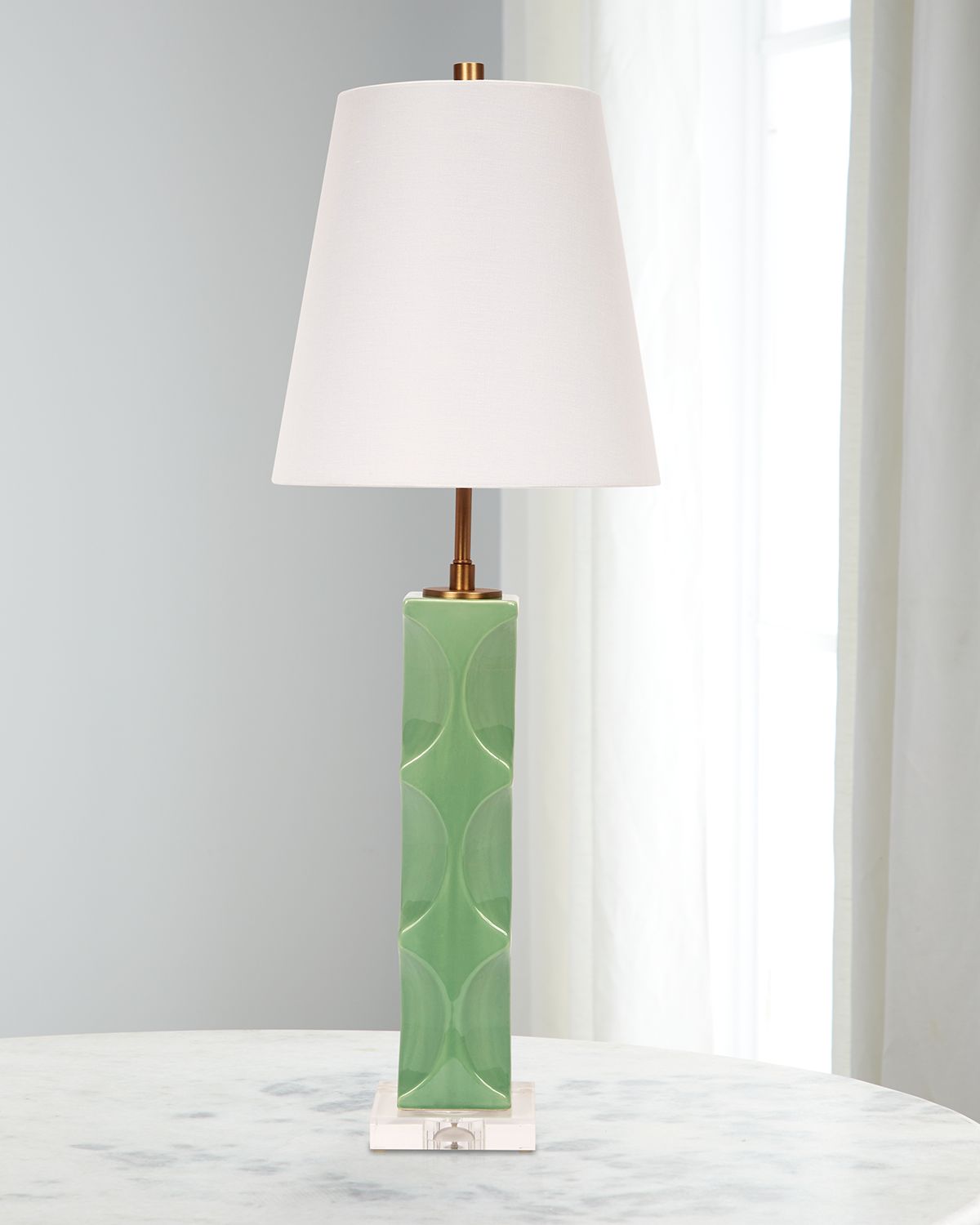 Old World Design Tracy 33" Ceramic Table Lamp with Linen Shade | Thumbnail 4