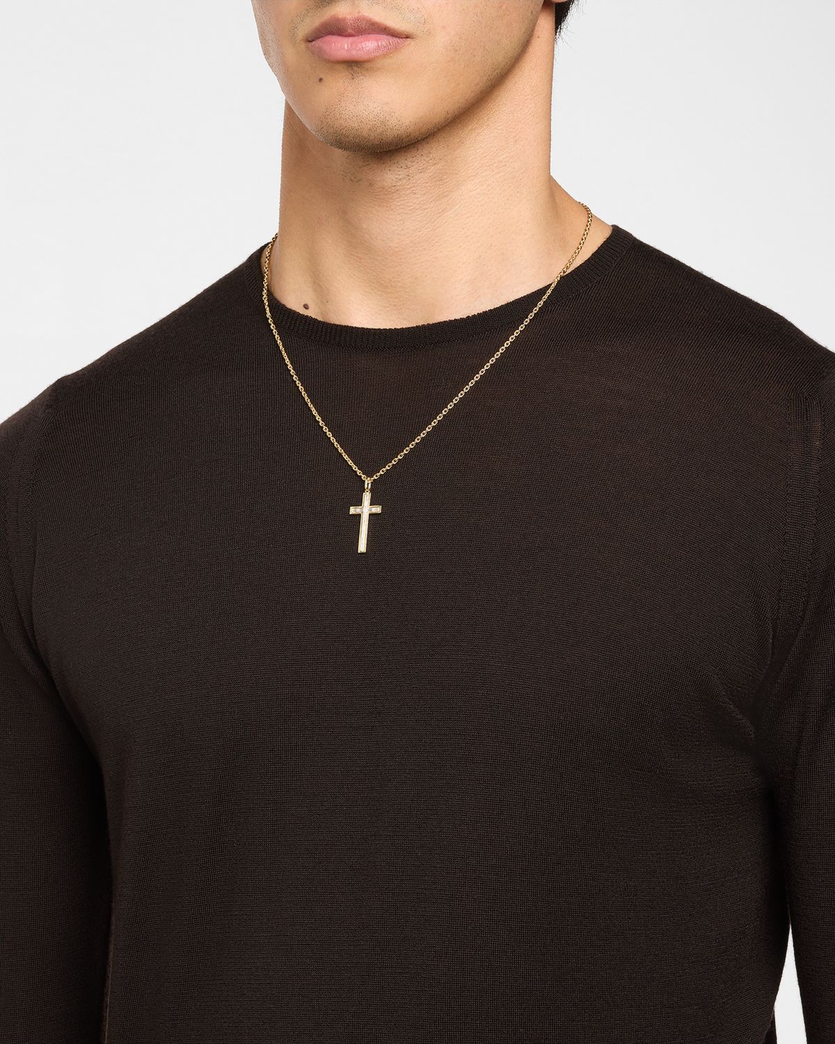 Sydney Evan Men 's 14K Gold Diamond Baguette Cross Pendant
