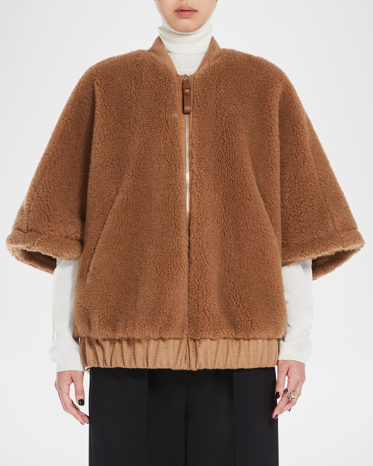 Max Mara Briose Wool-Blend Wrap Cape