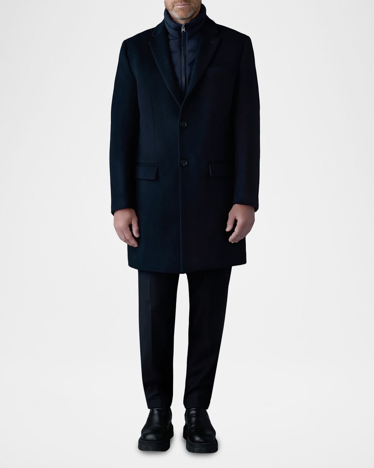 Mackage Men's Skai-SLB 3-in-1 Wool Overcoat with Removable Down Liner