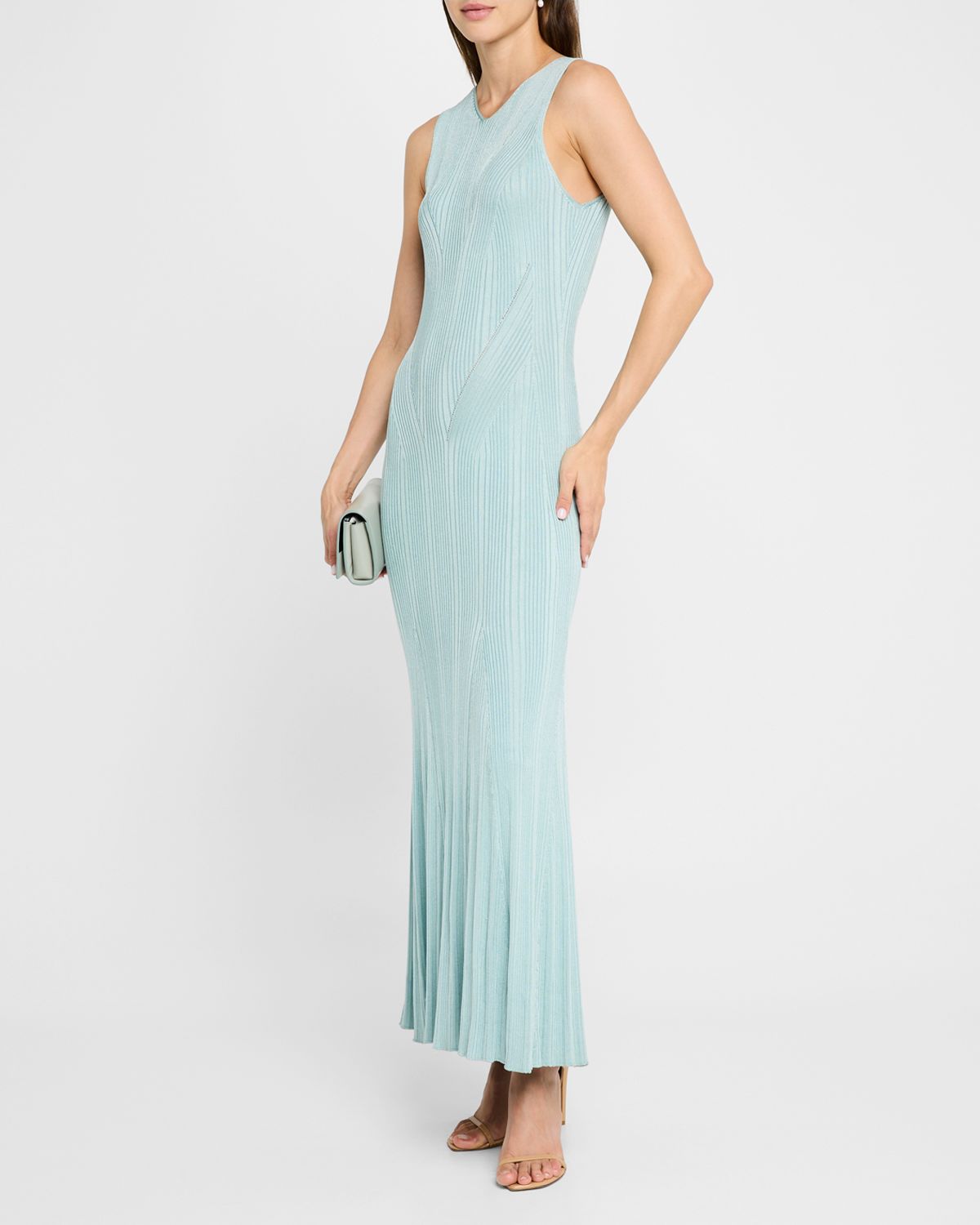 Adam Lippes Silk Engineered Rib Sleeveless Maxi Dress
